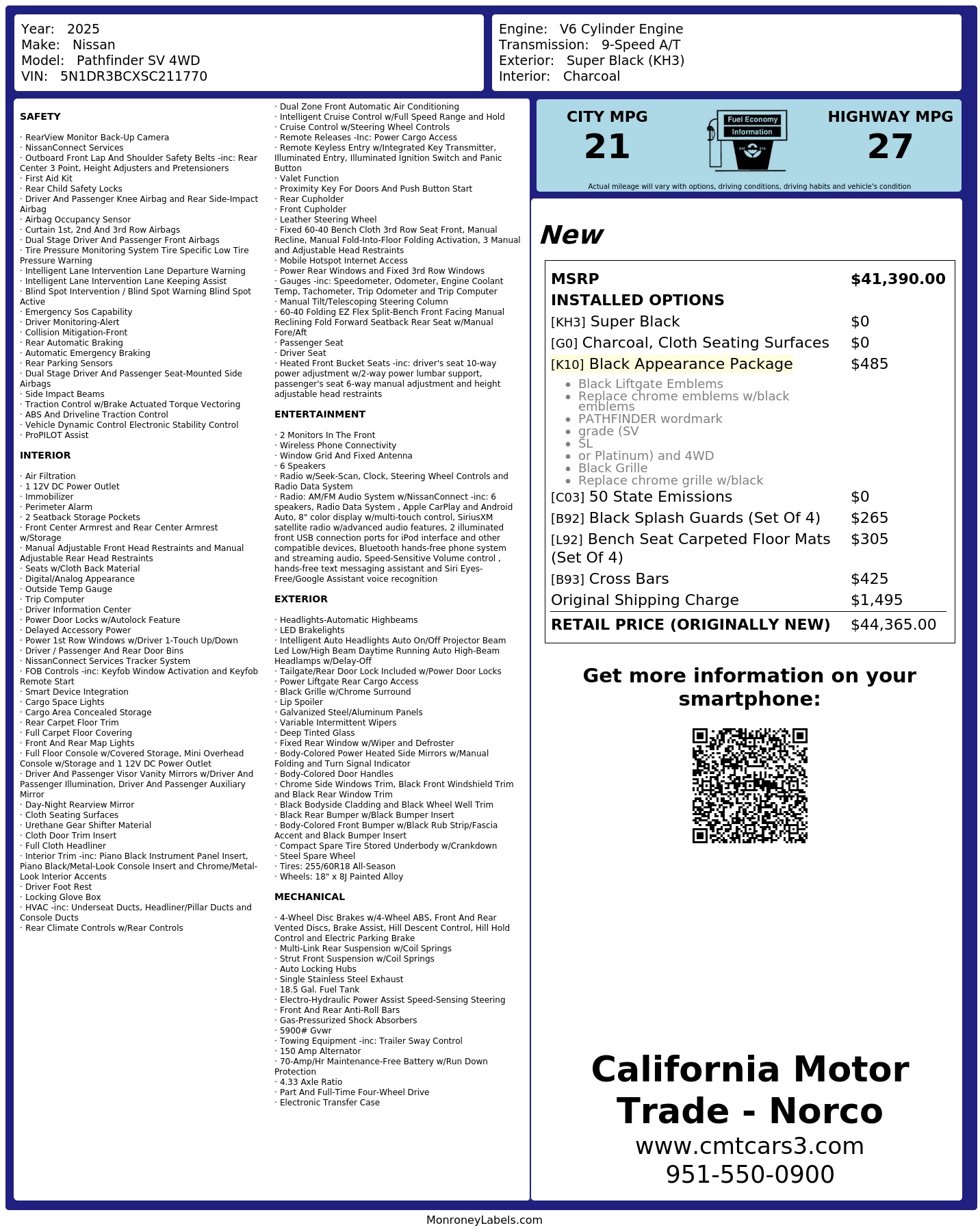 Monroney Label