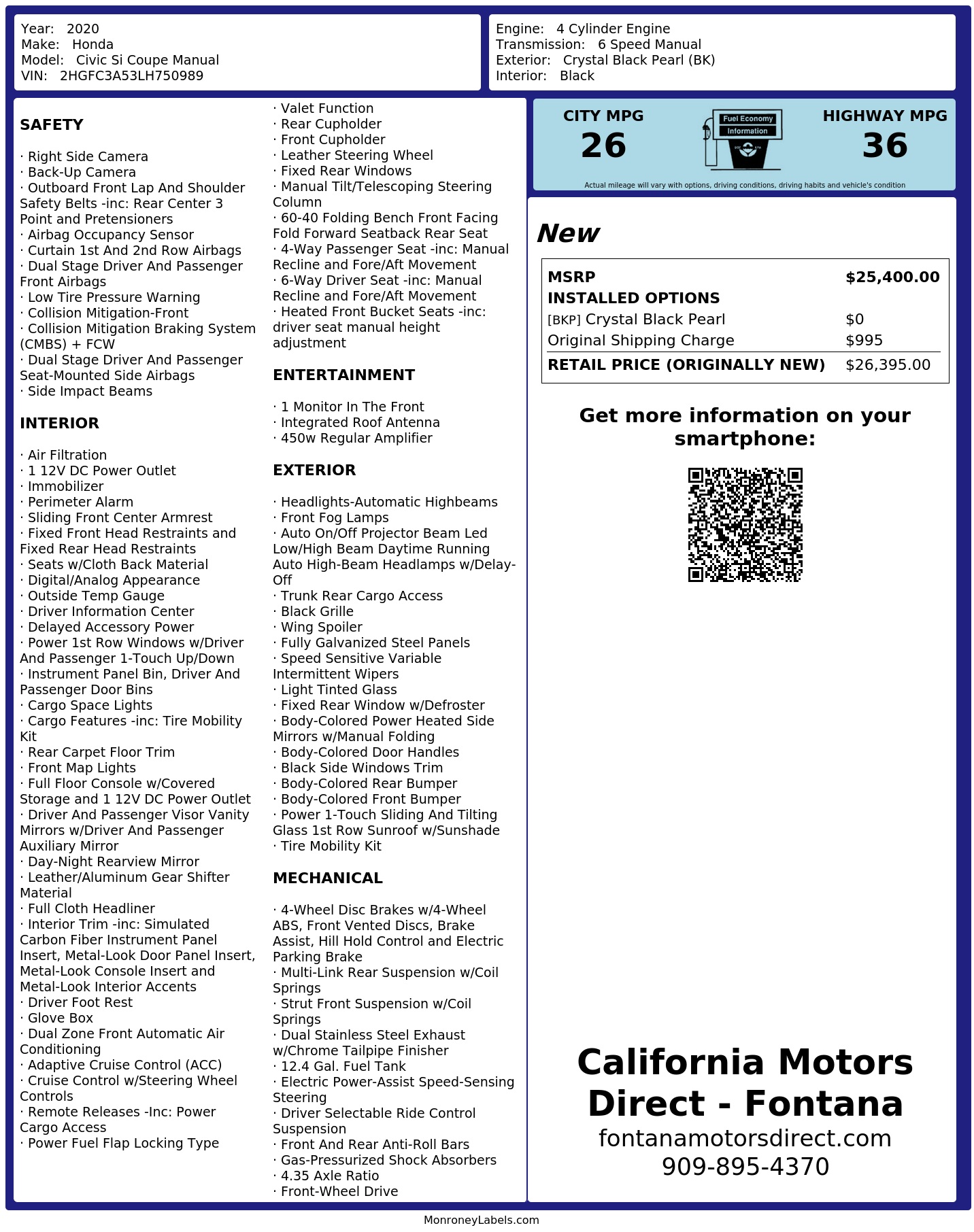 Monroney Label
