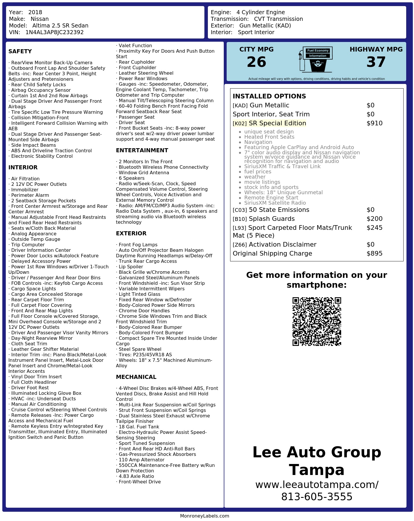 Monroney Label