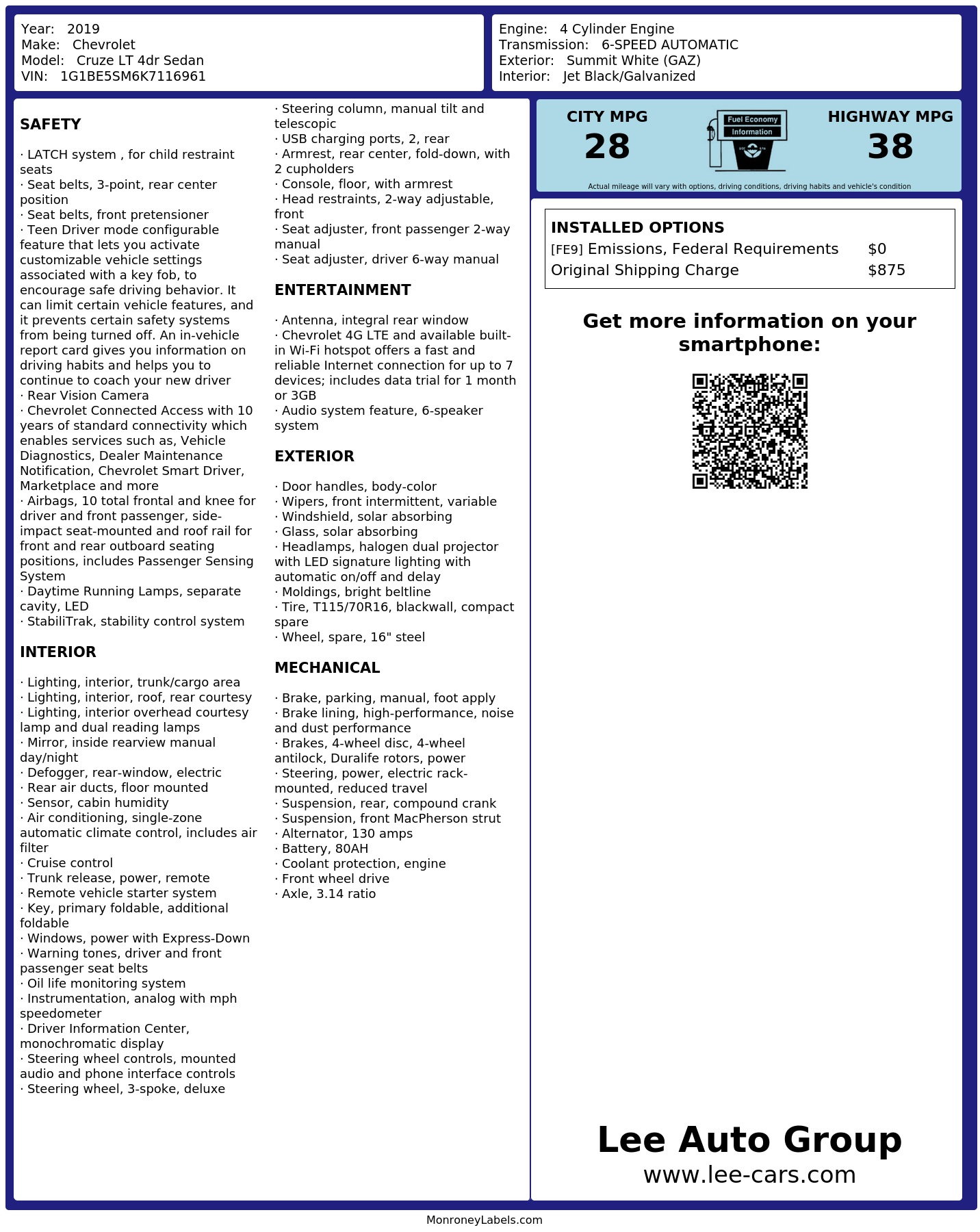 Monroney Label