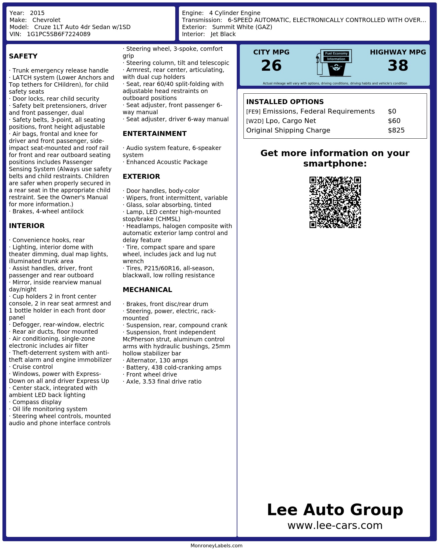 Monroney Label