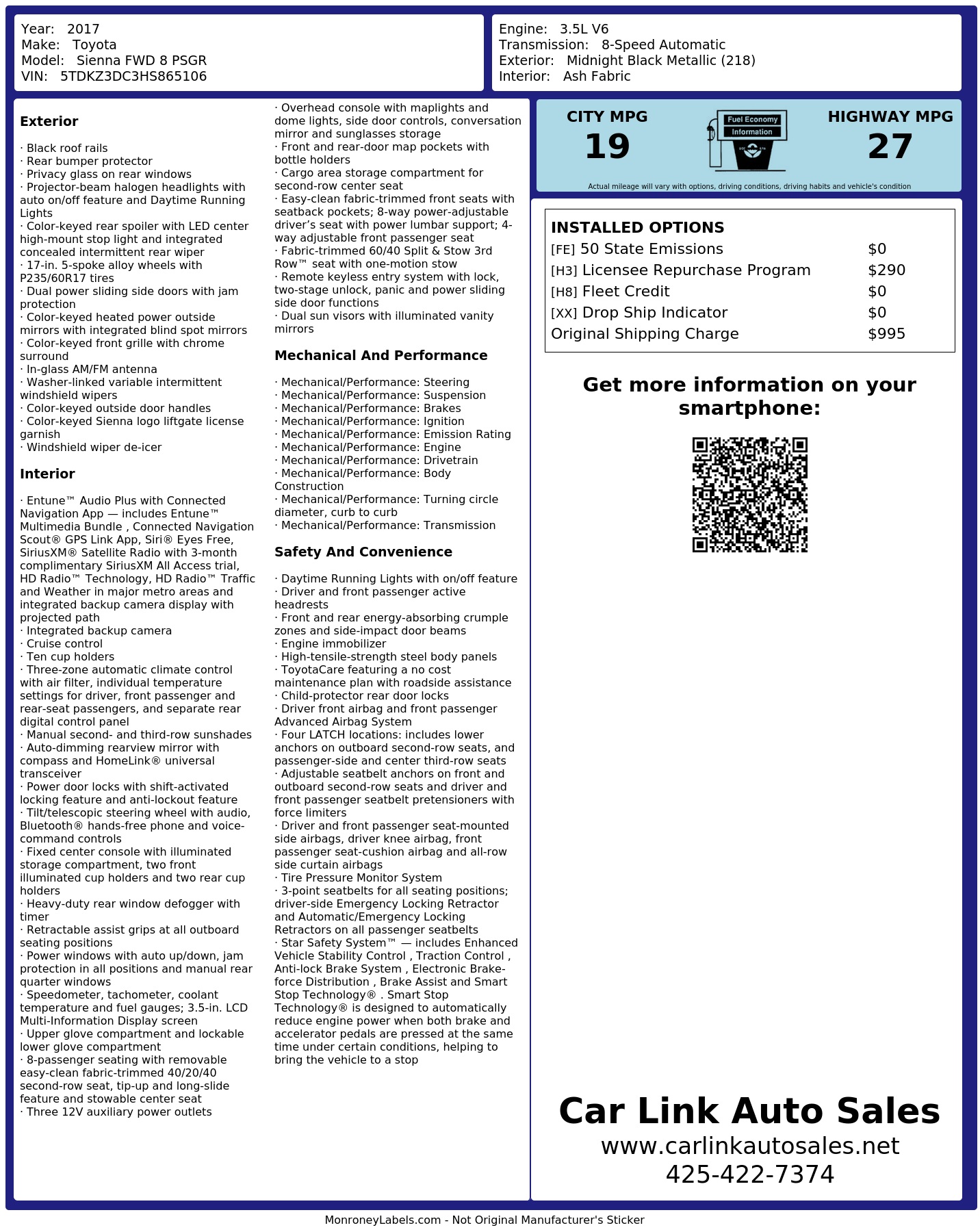 Monroney Label