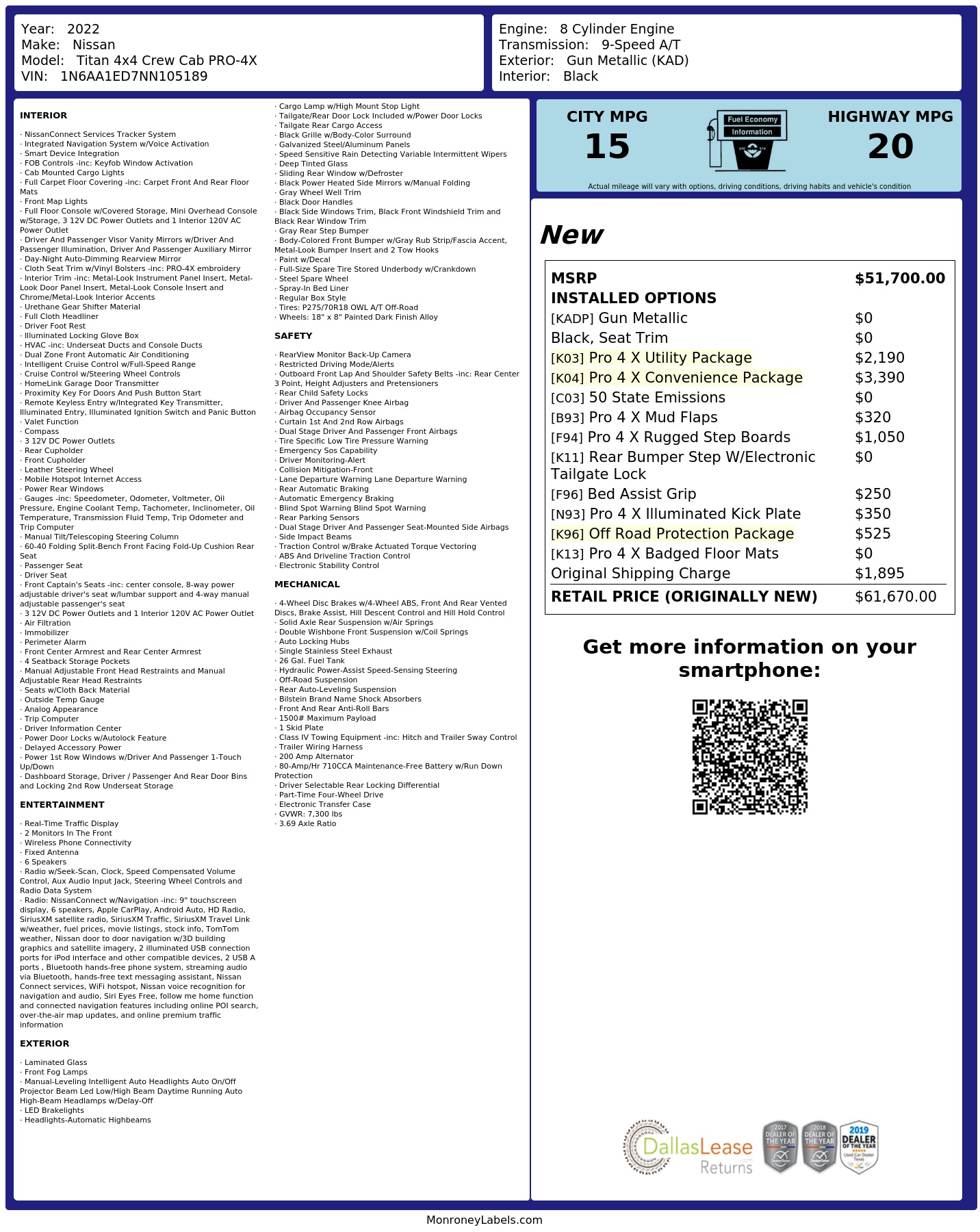 Monroney Label