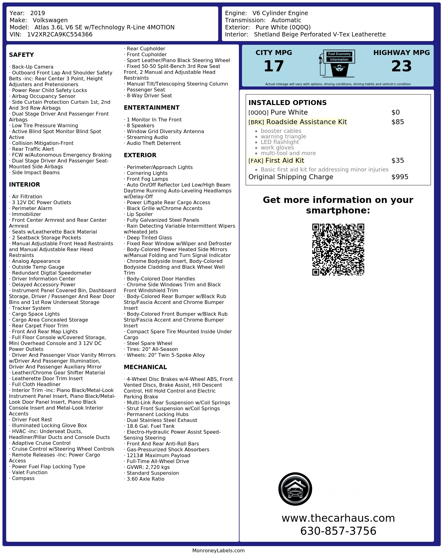 Monroney Label