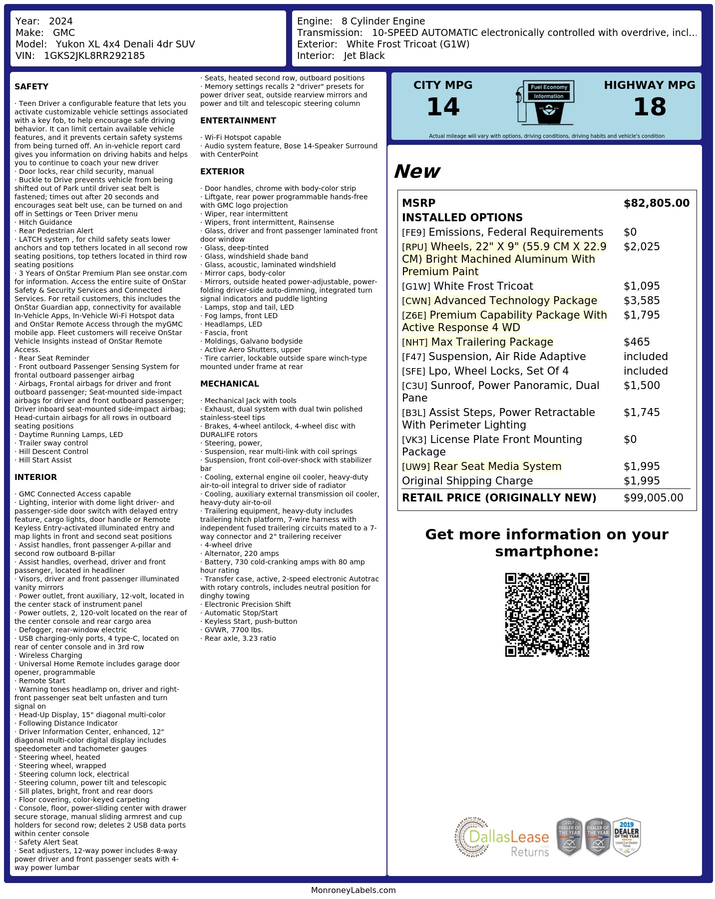 Monroney Label