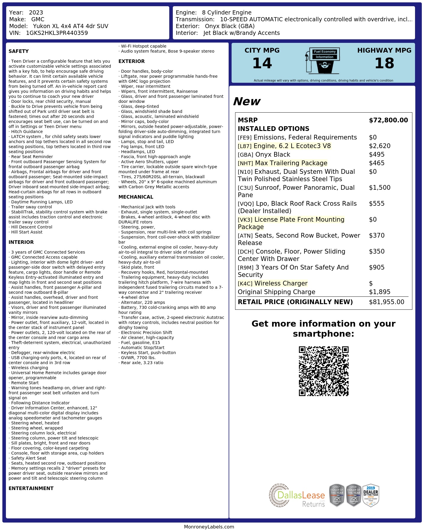 Monroney Label