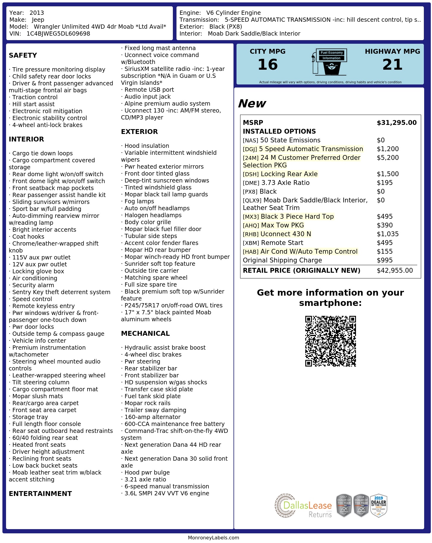 Monroney Label