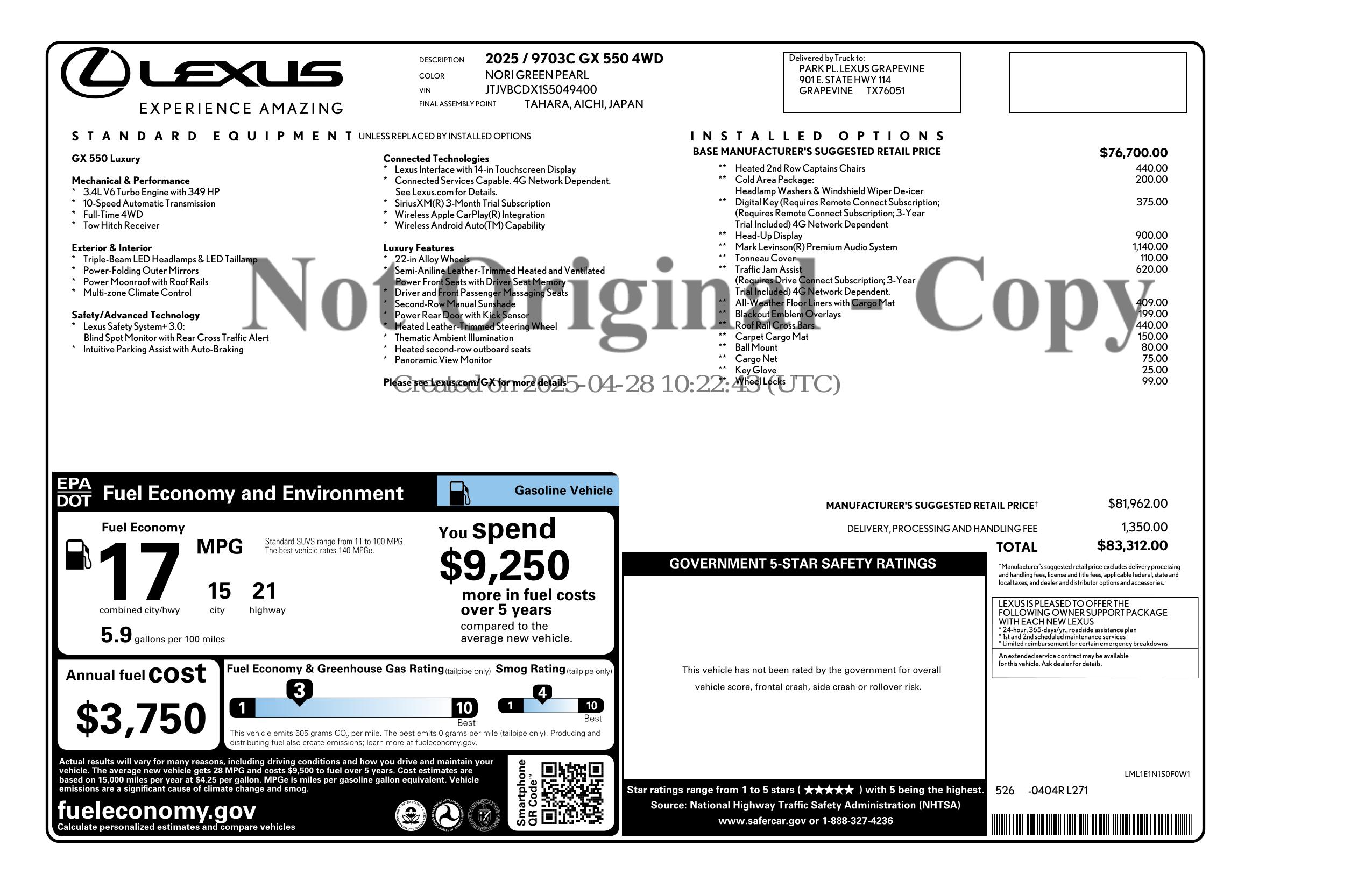 Monroney Label