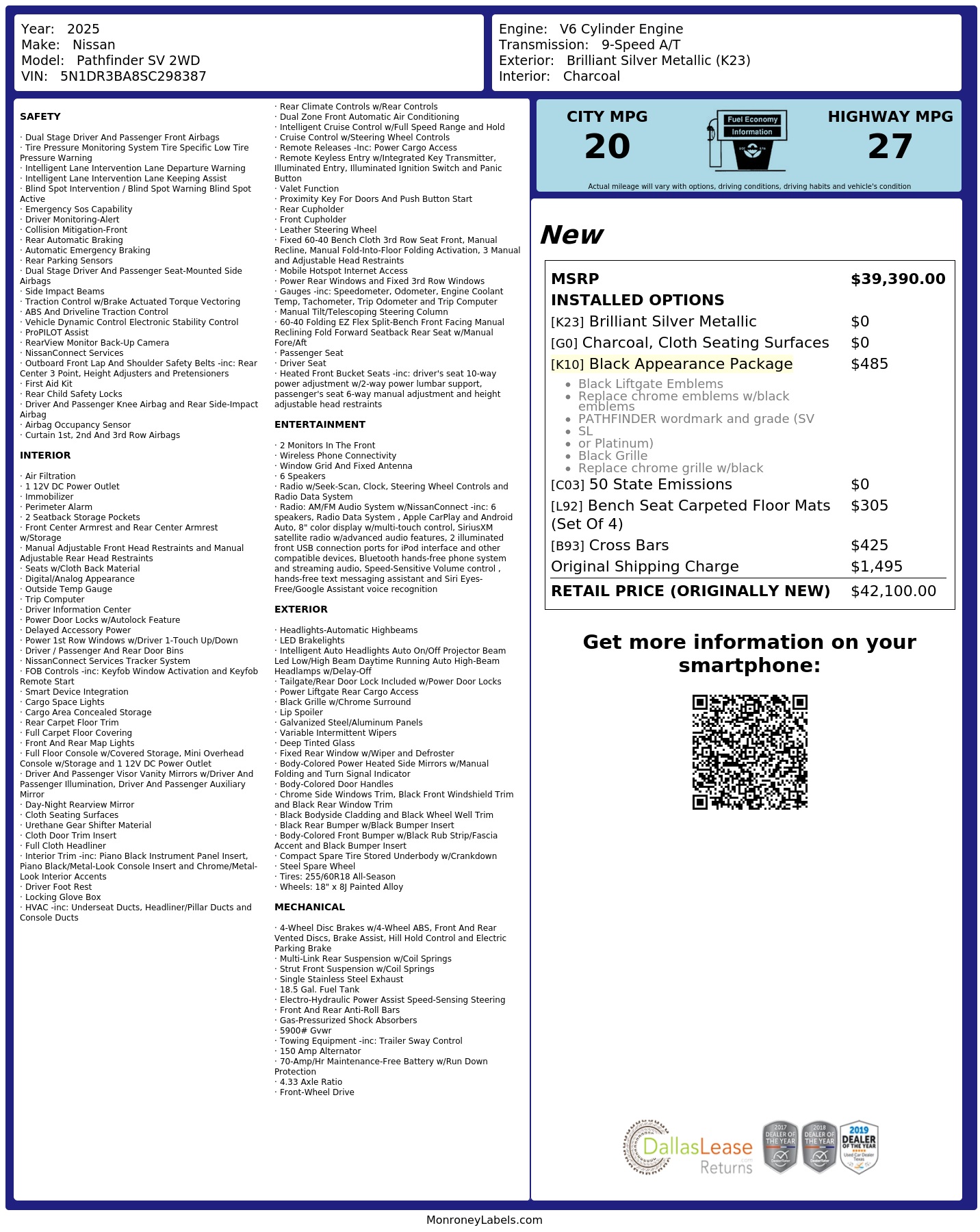 Monroney Label