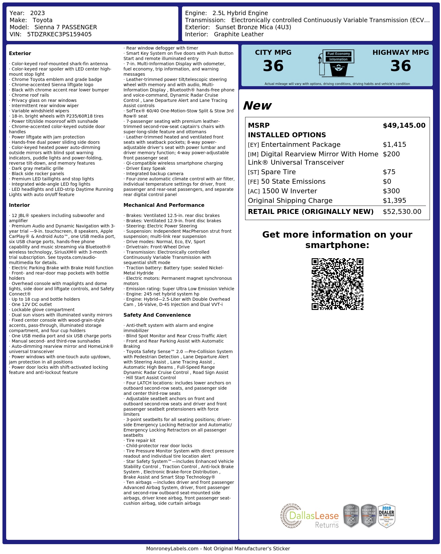 Monroney Label