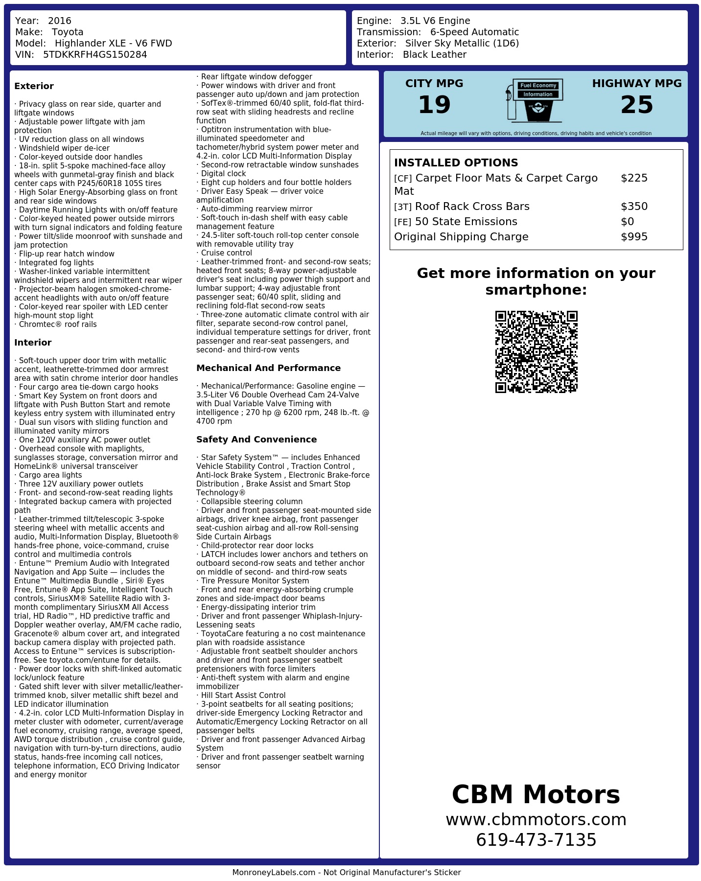 Monroney Label