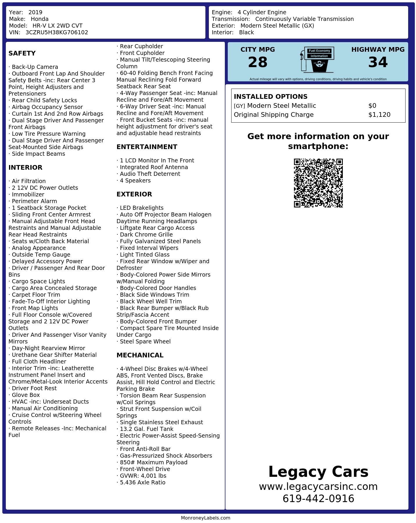 Monroney Label