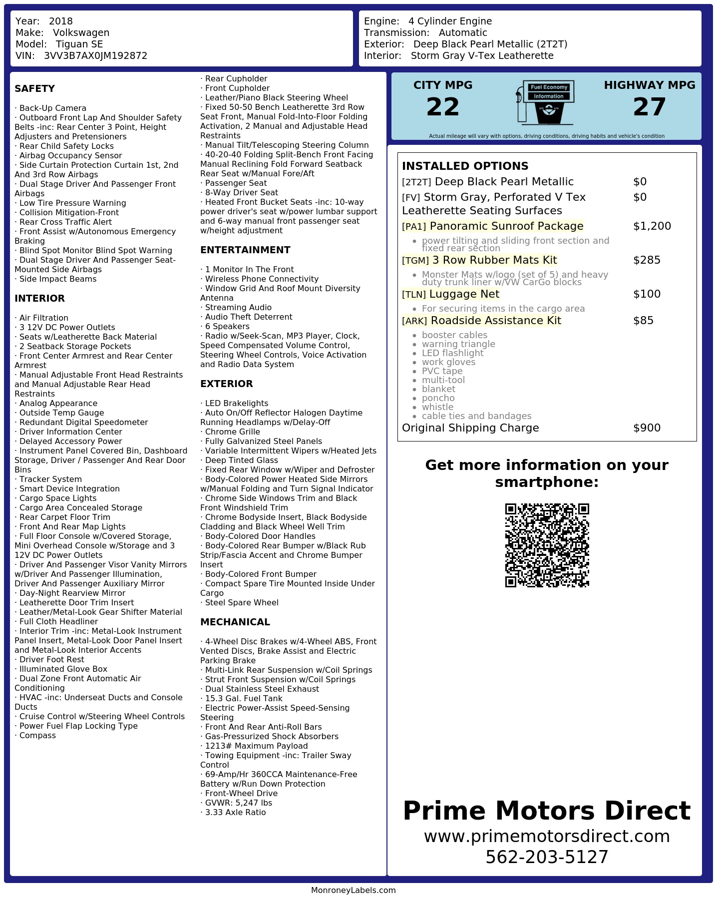 Monroney Label