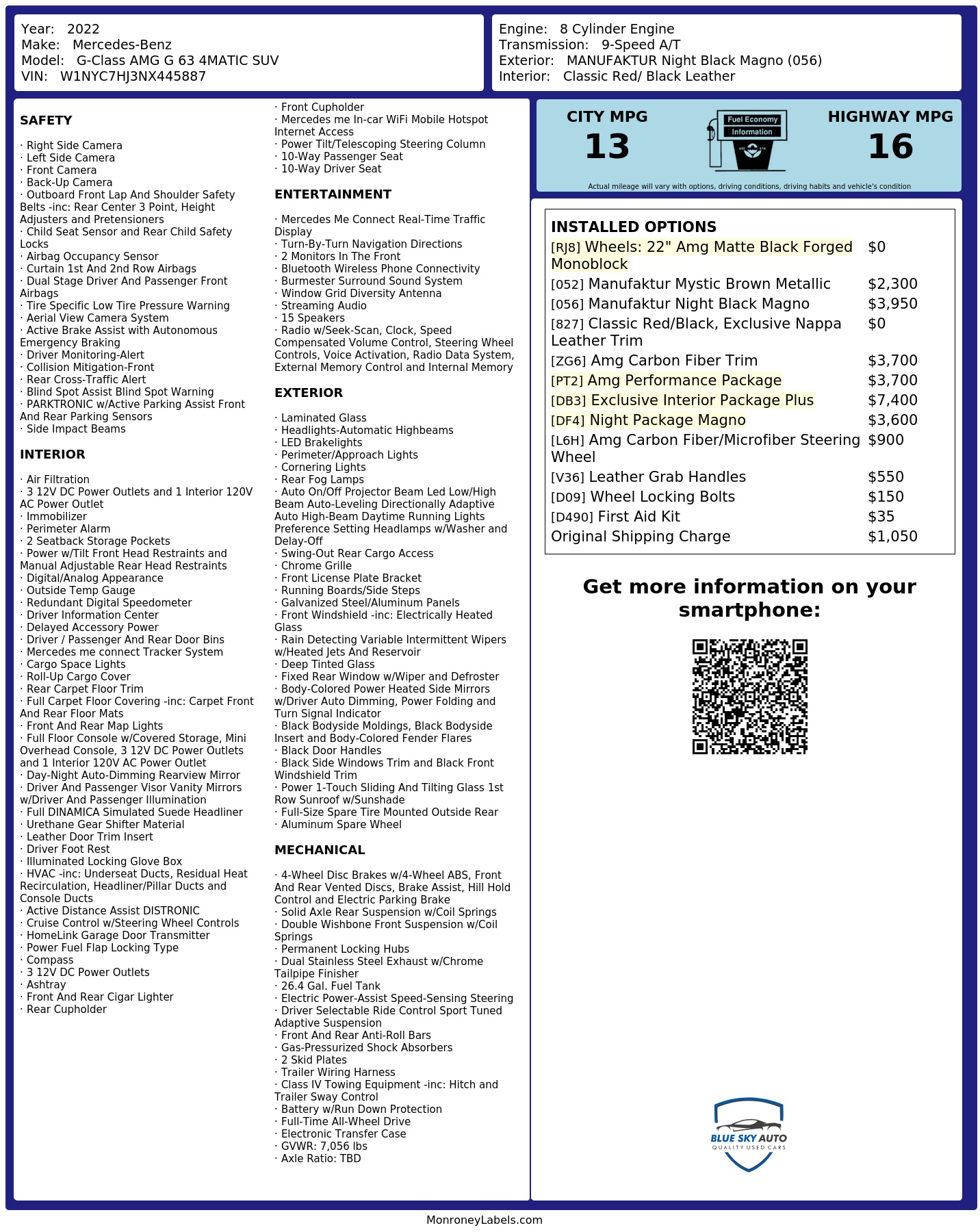 Monroney Label