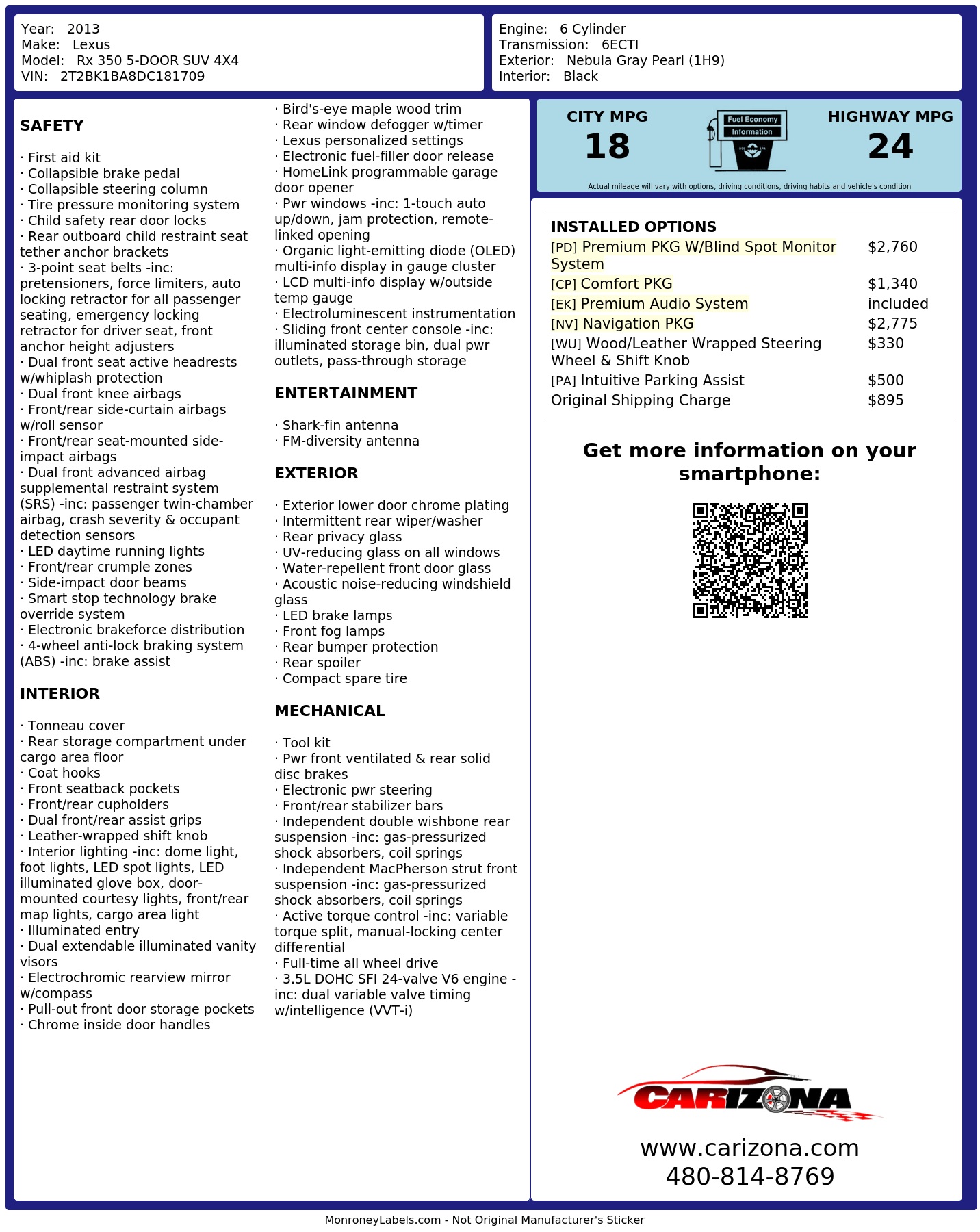 Monroney Label