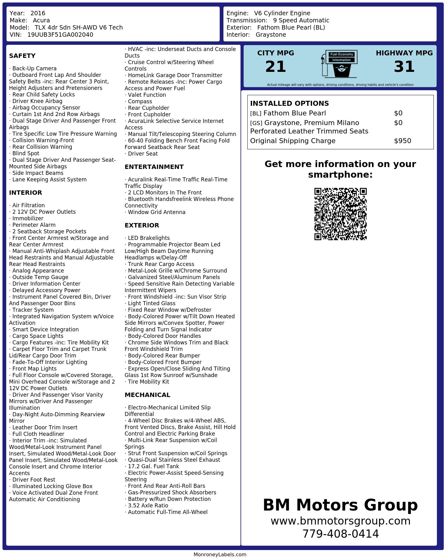 Monroney Label
