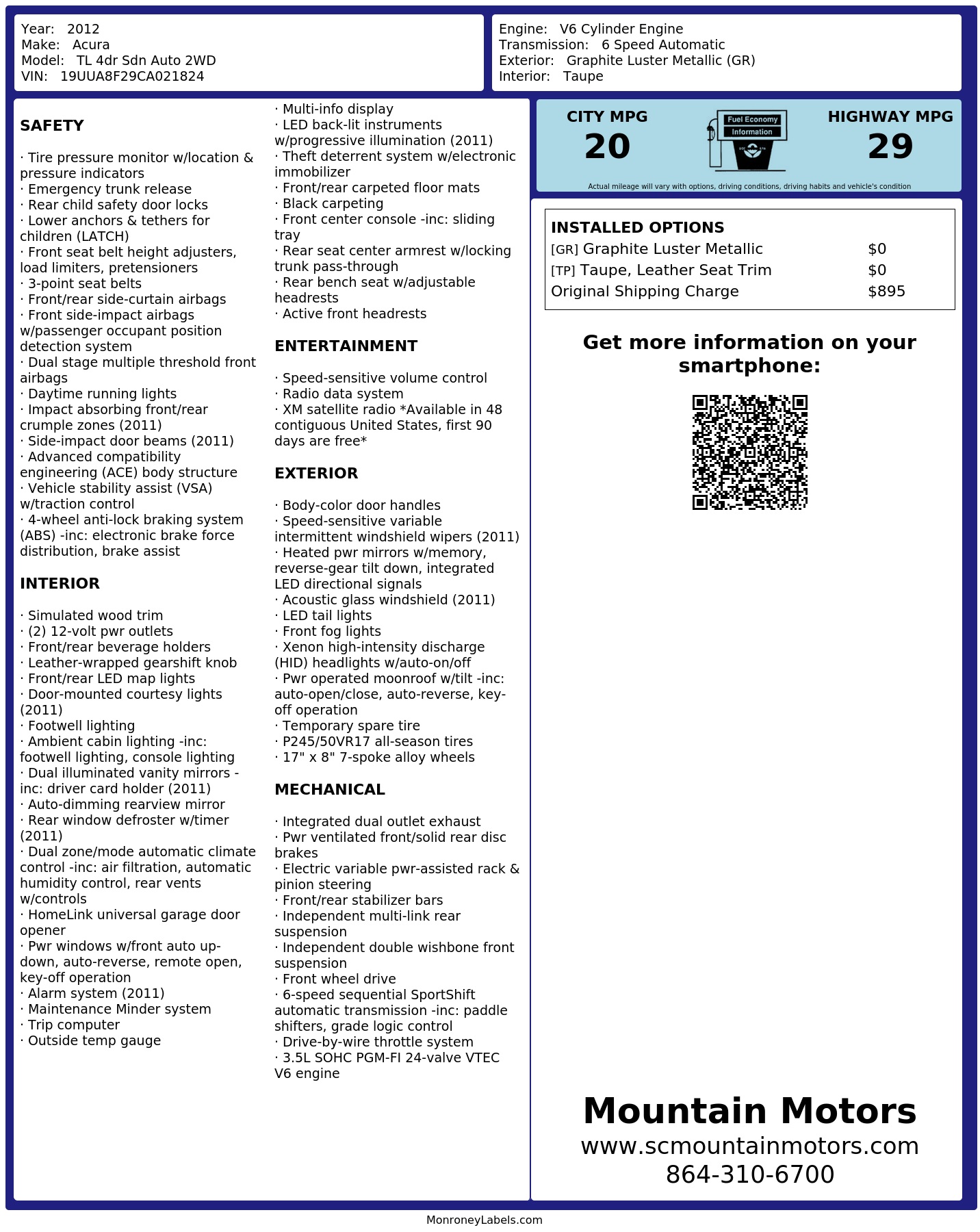 Monroney Label
