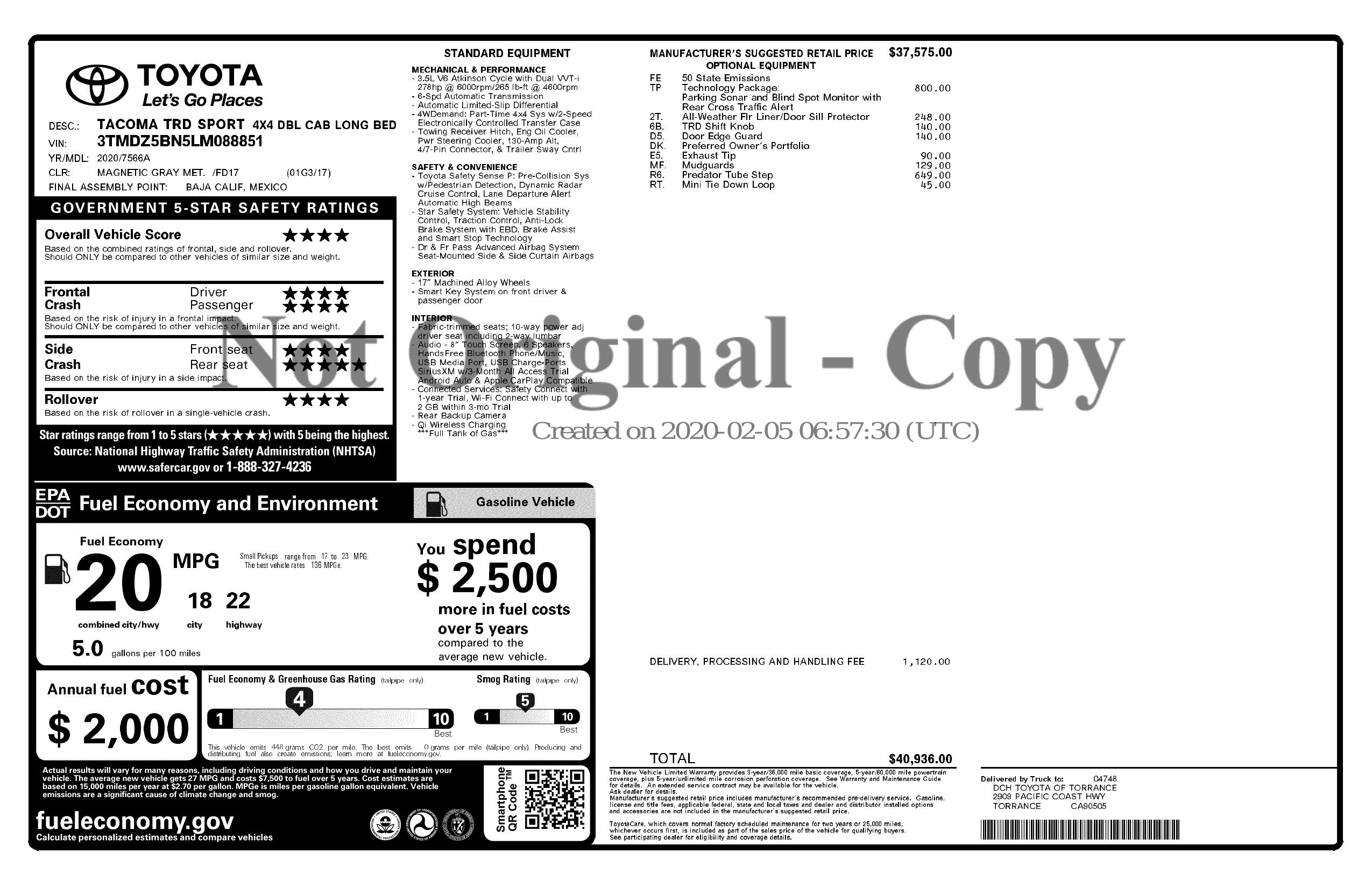 Monroney Label