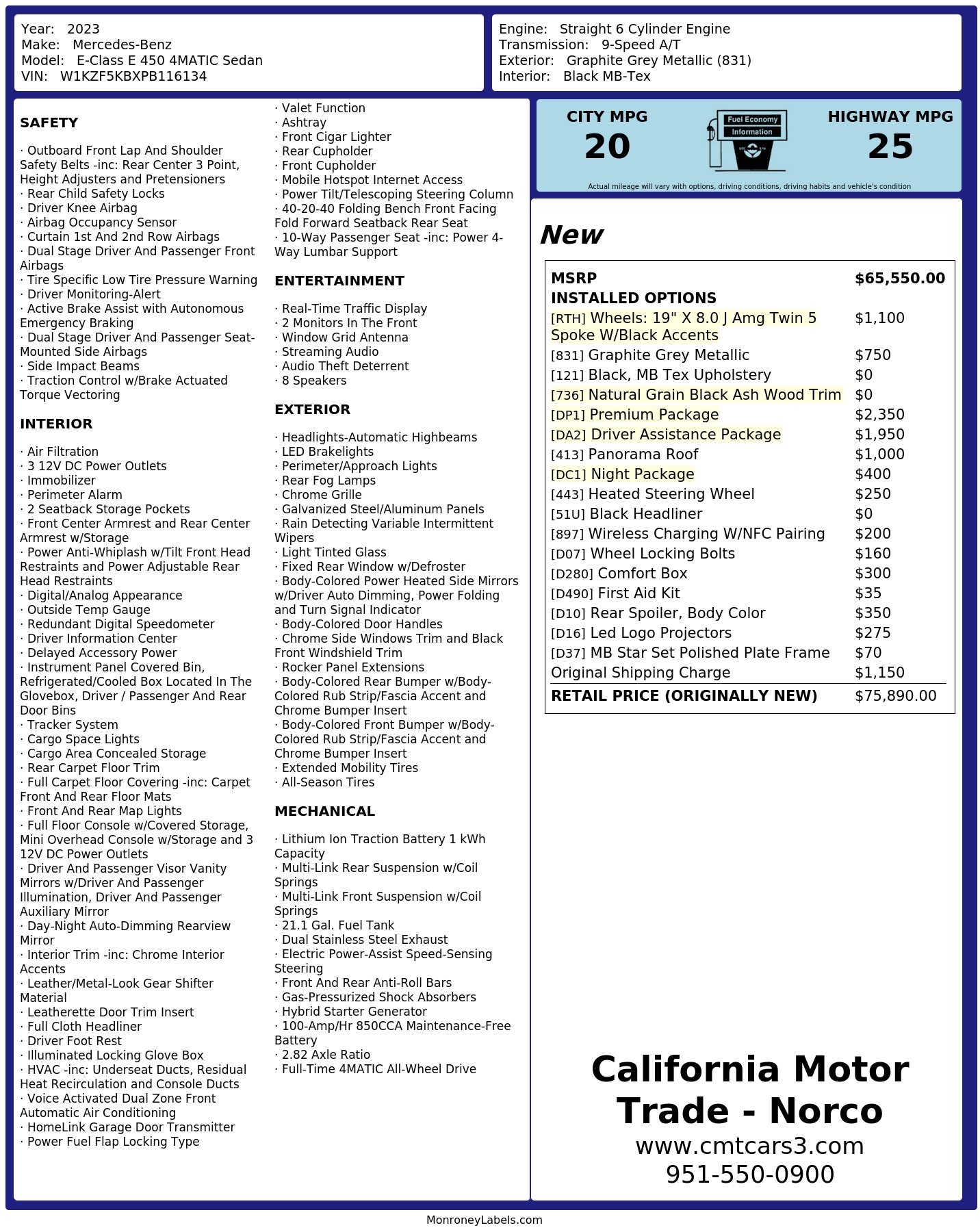 Monroney Label