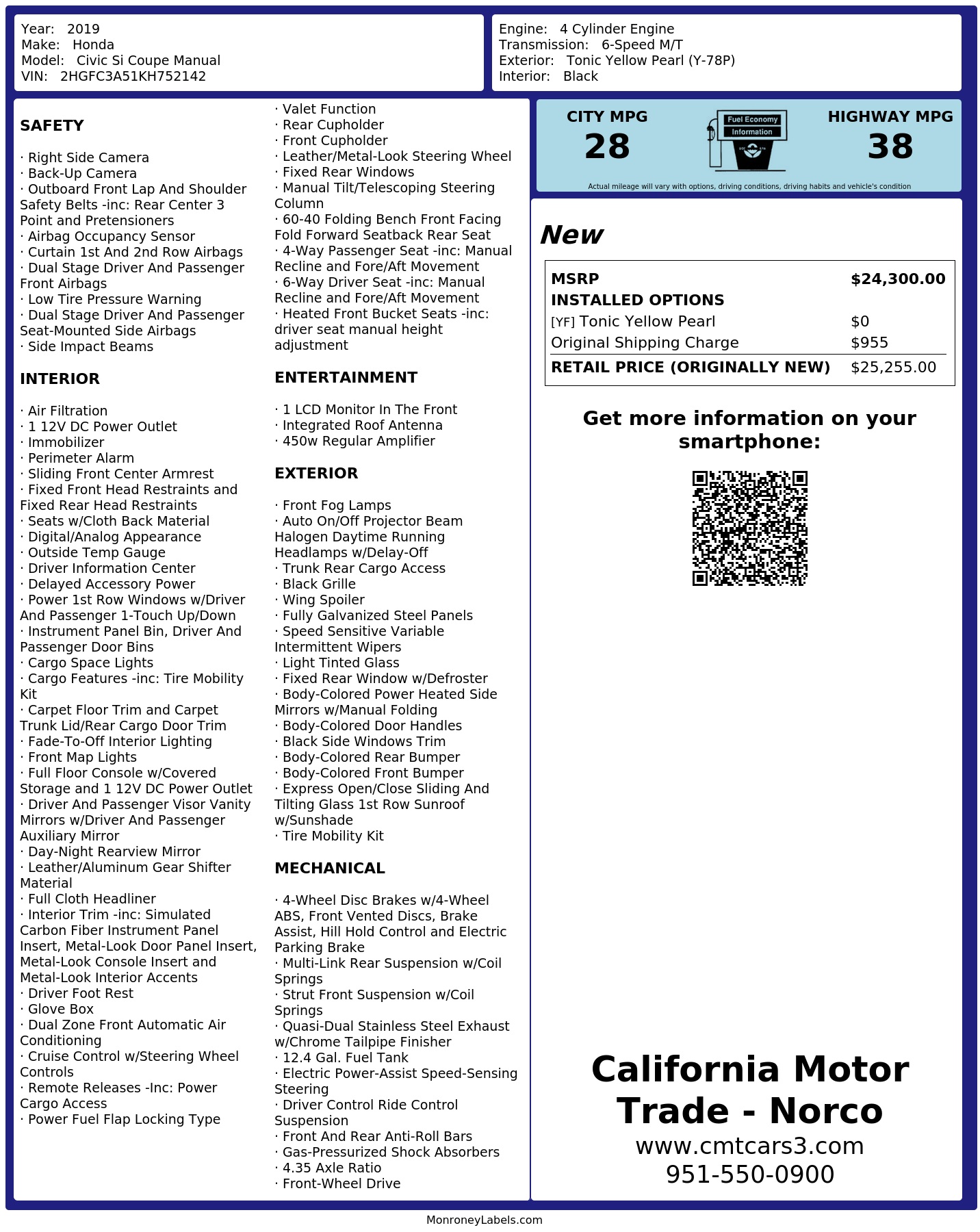 Monroney Label