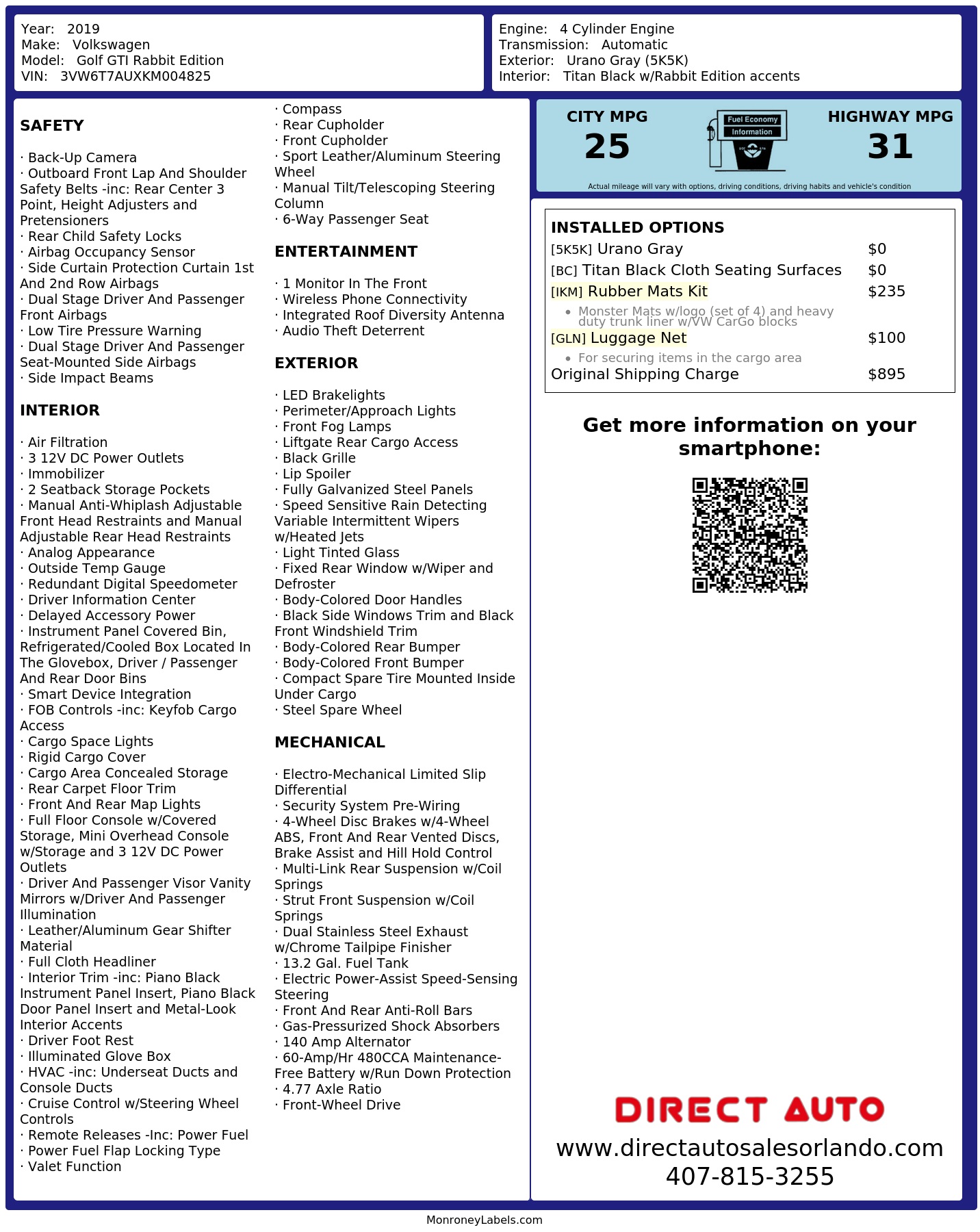 Monroney Label