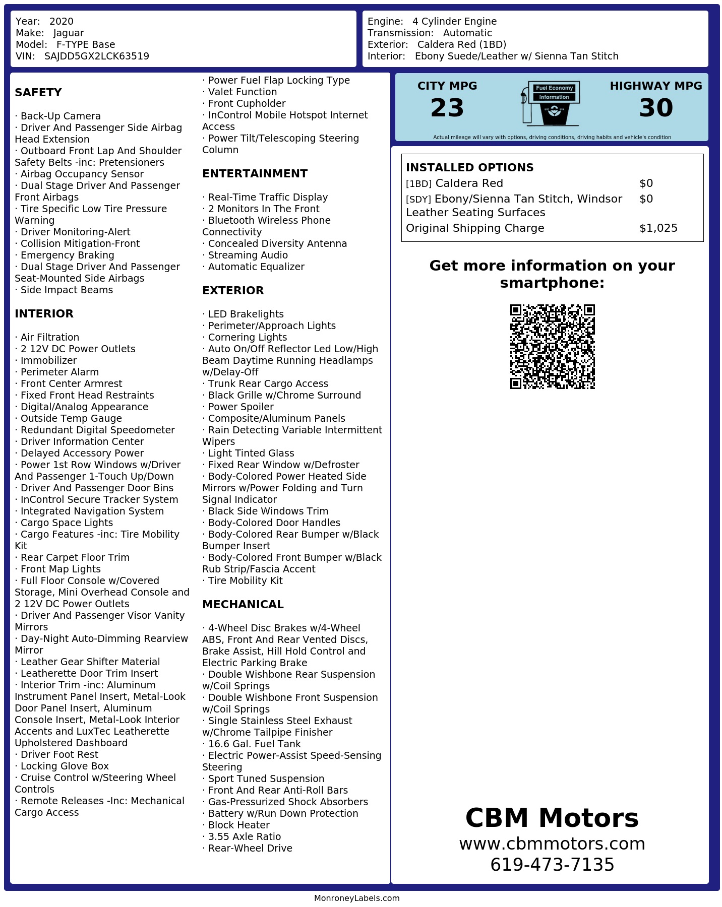 Monroney Label
