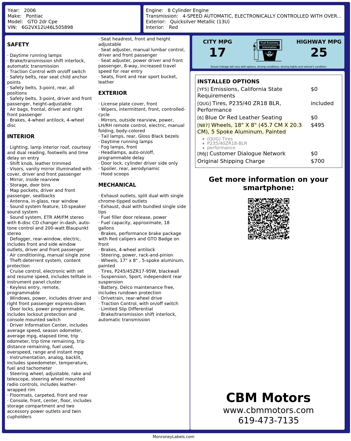 Monroney Label