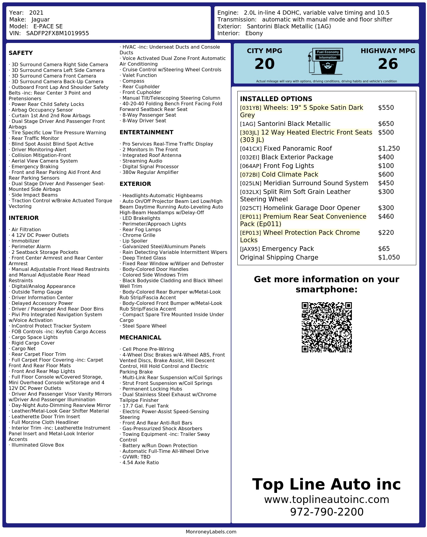 Monroney Label