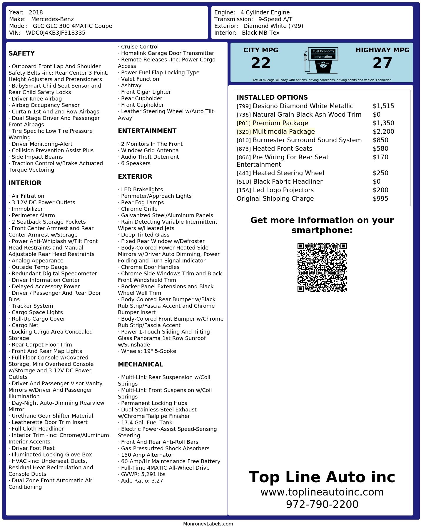 Monroney Label