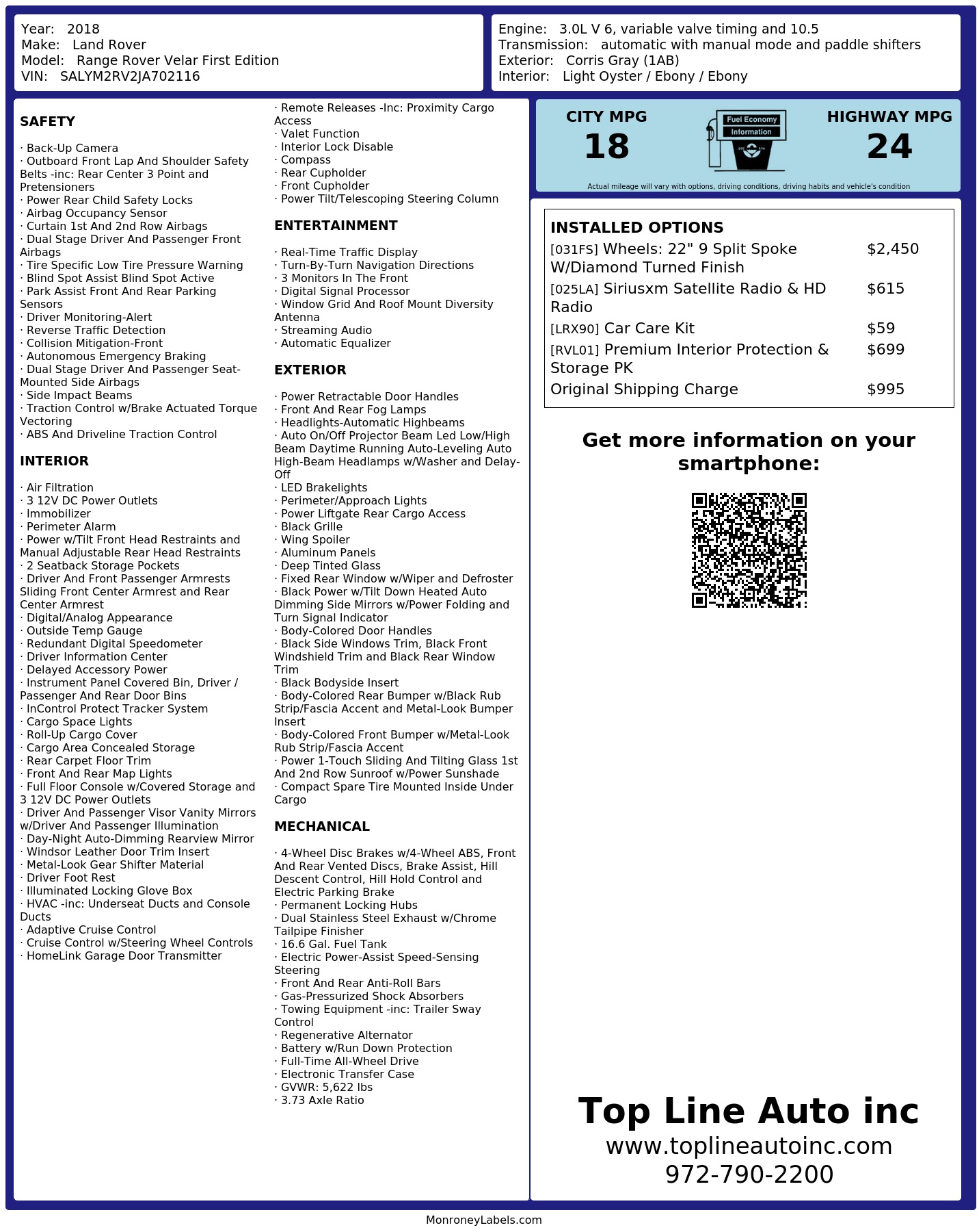 Monroney Label