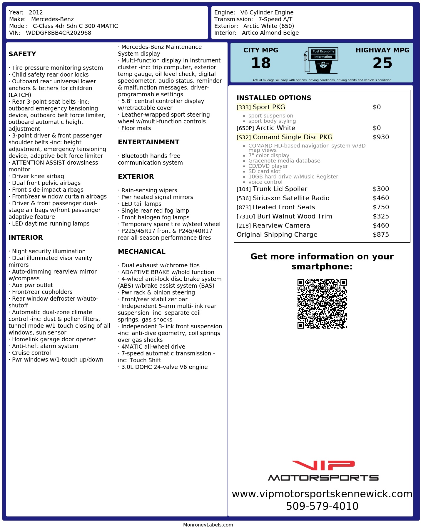 Monroney Label