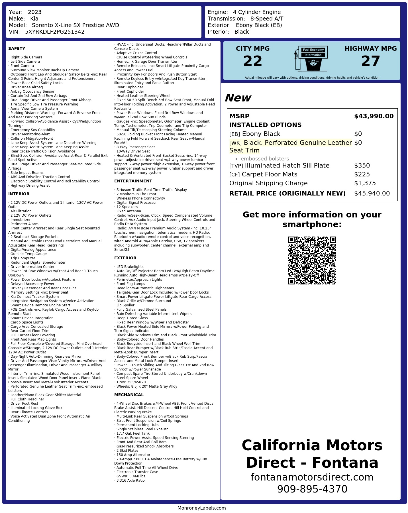 Monroney Label