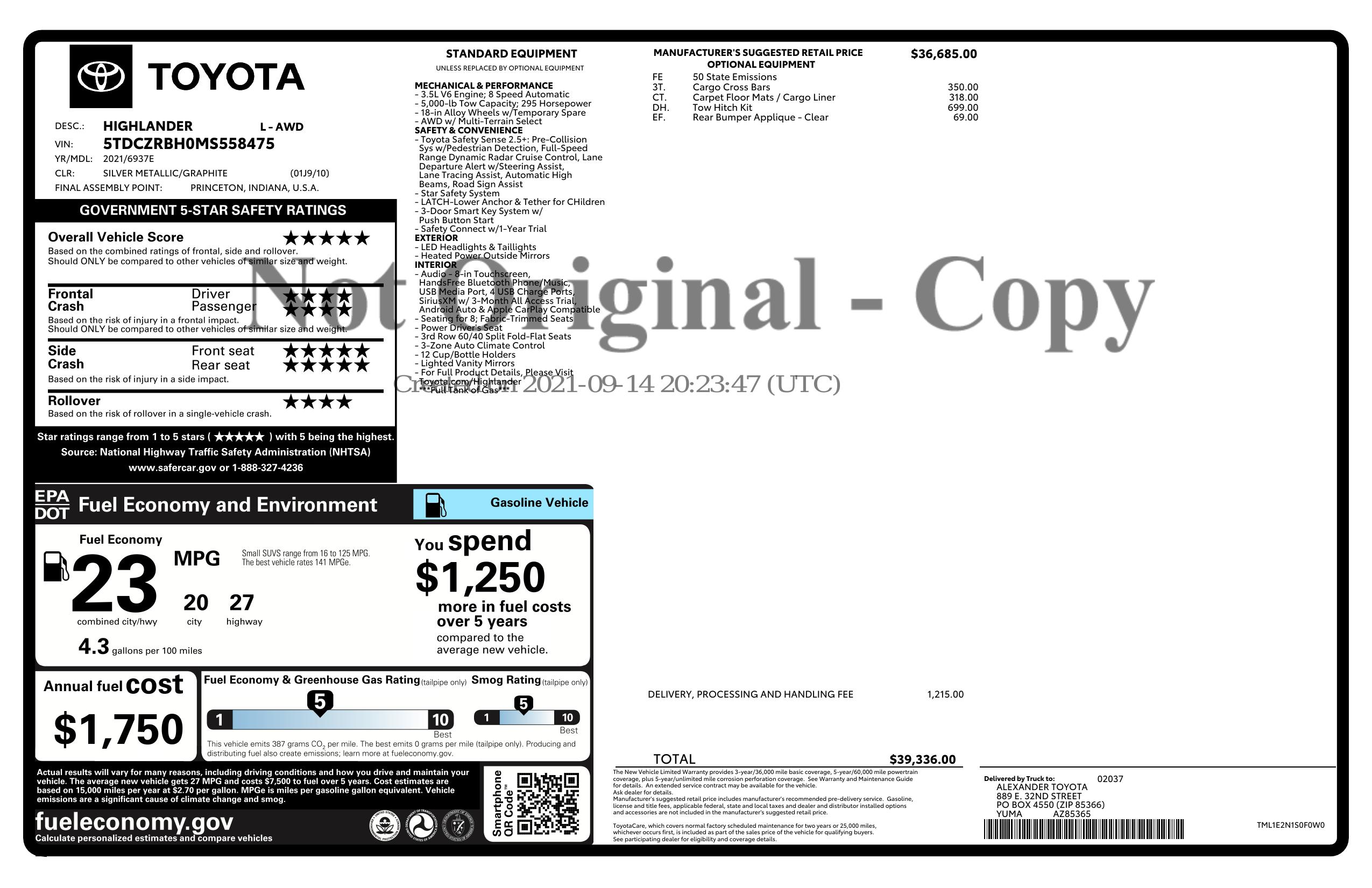 Monroney Label