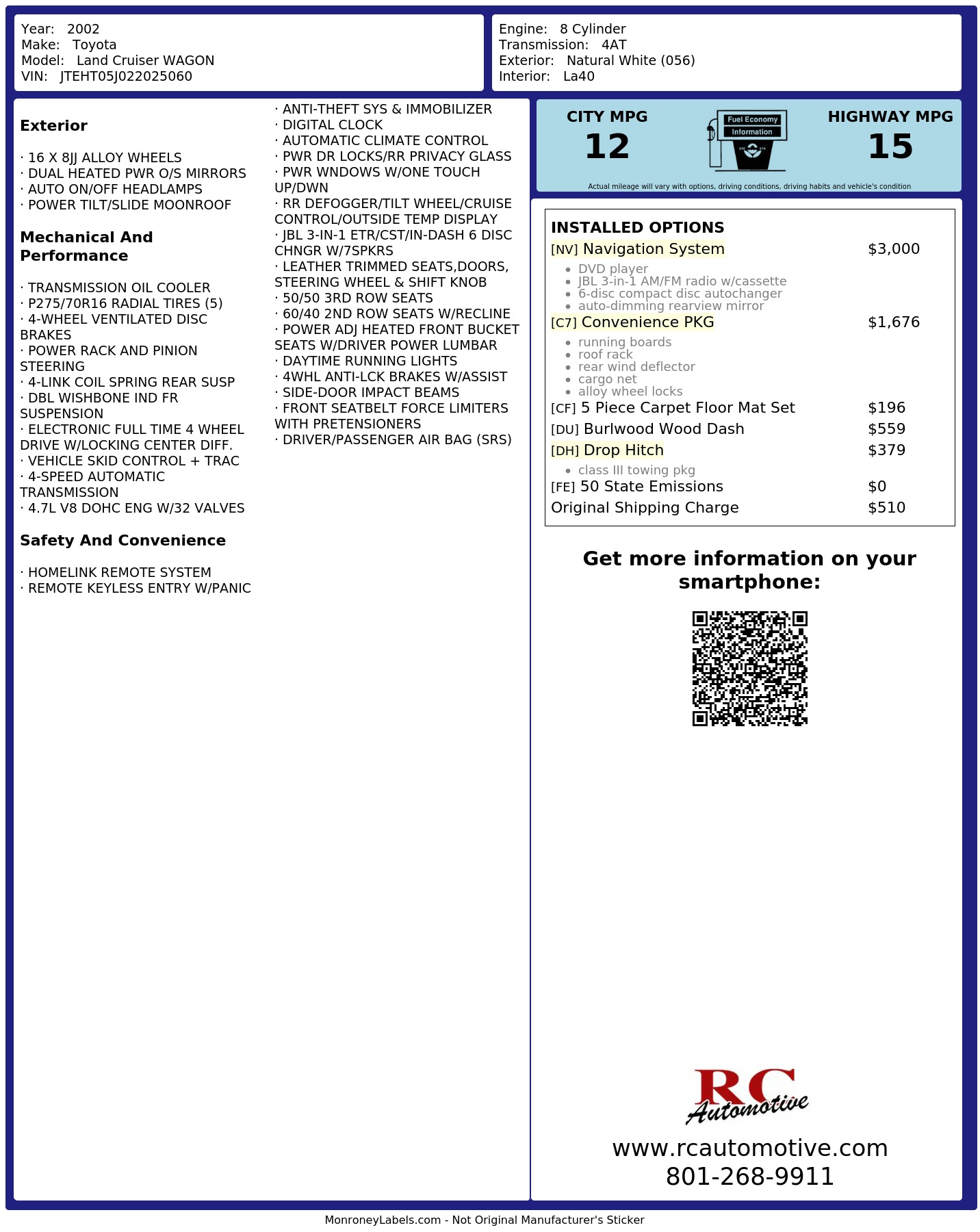 Monroney Label