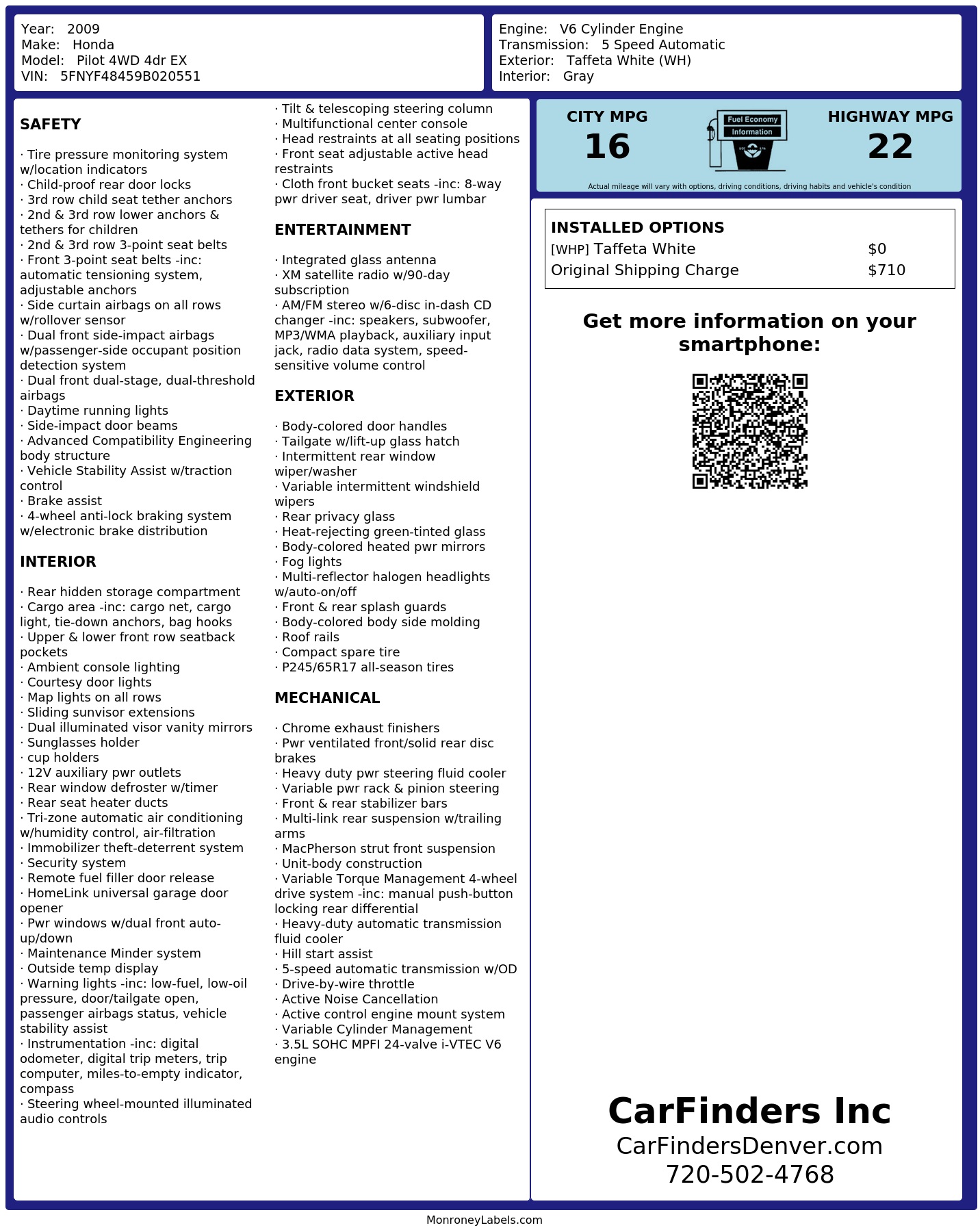Monroney Label