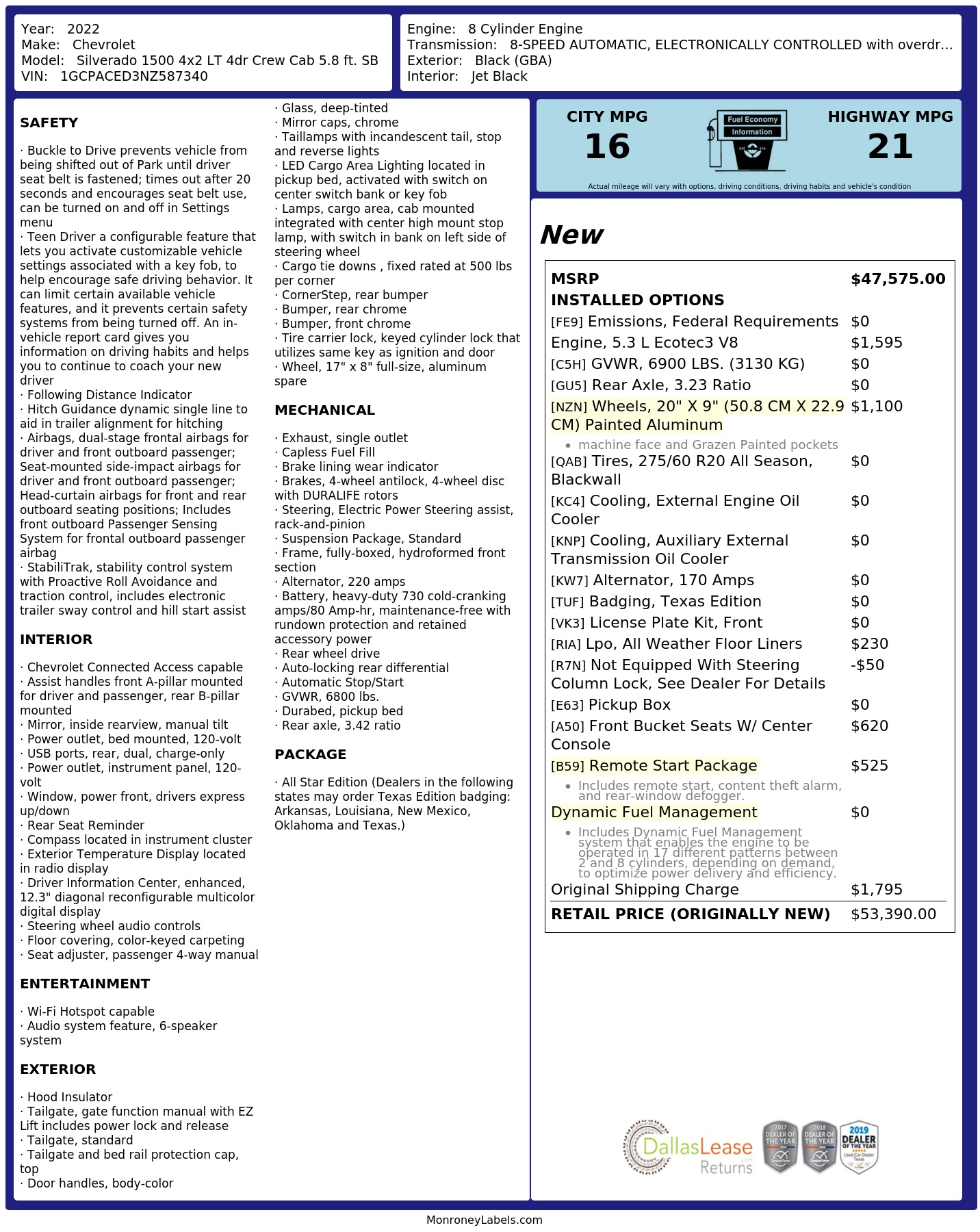 Monroney Label