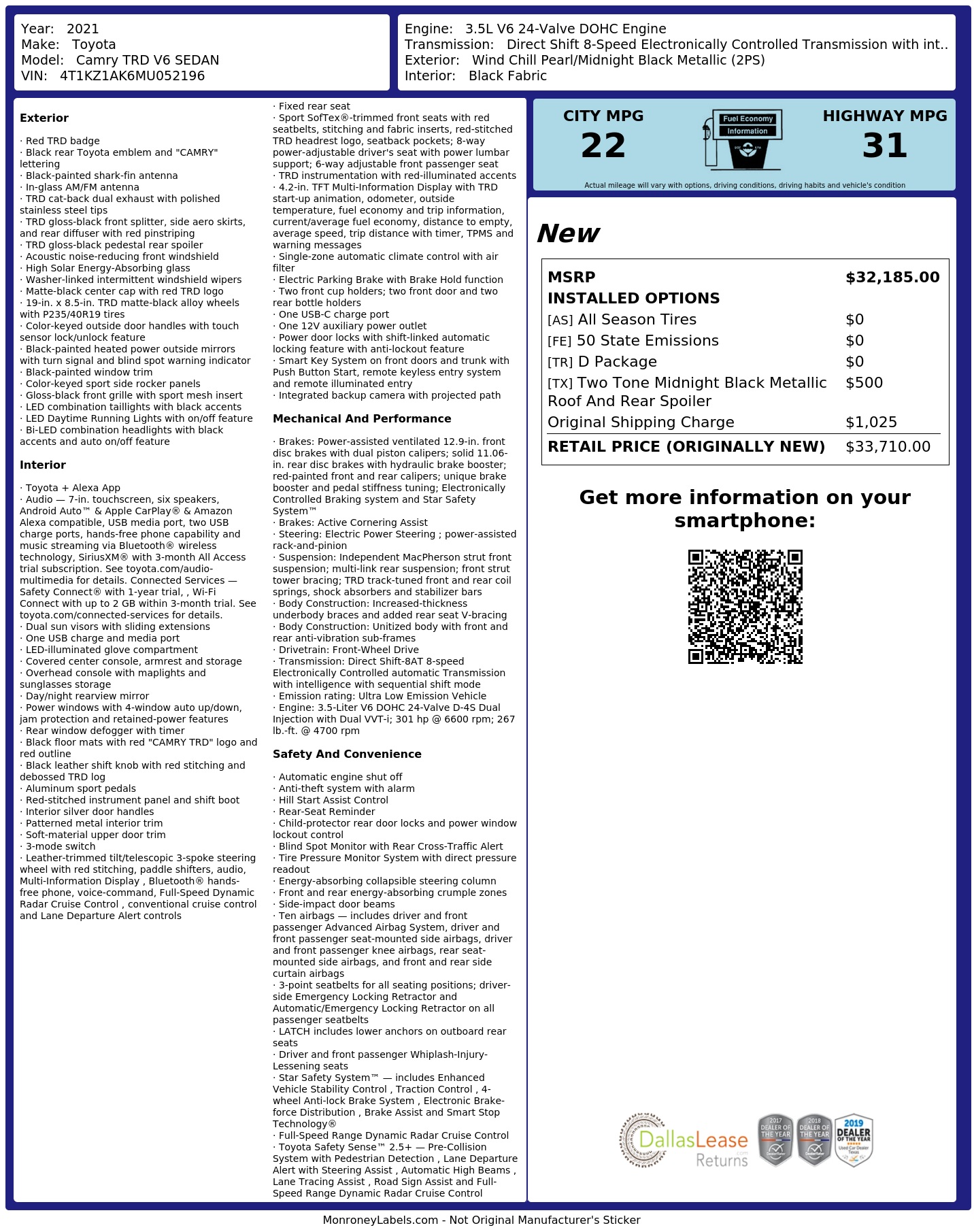 Monroney Label