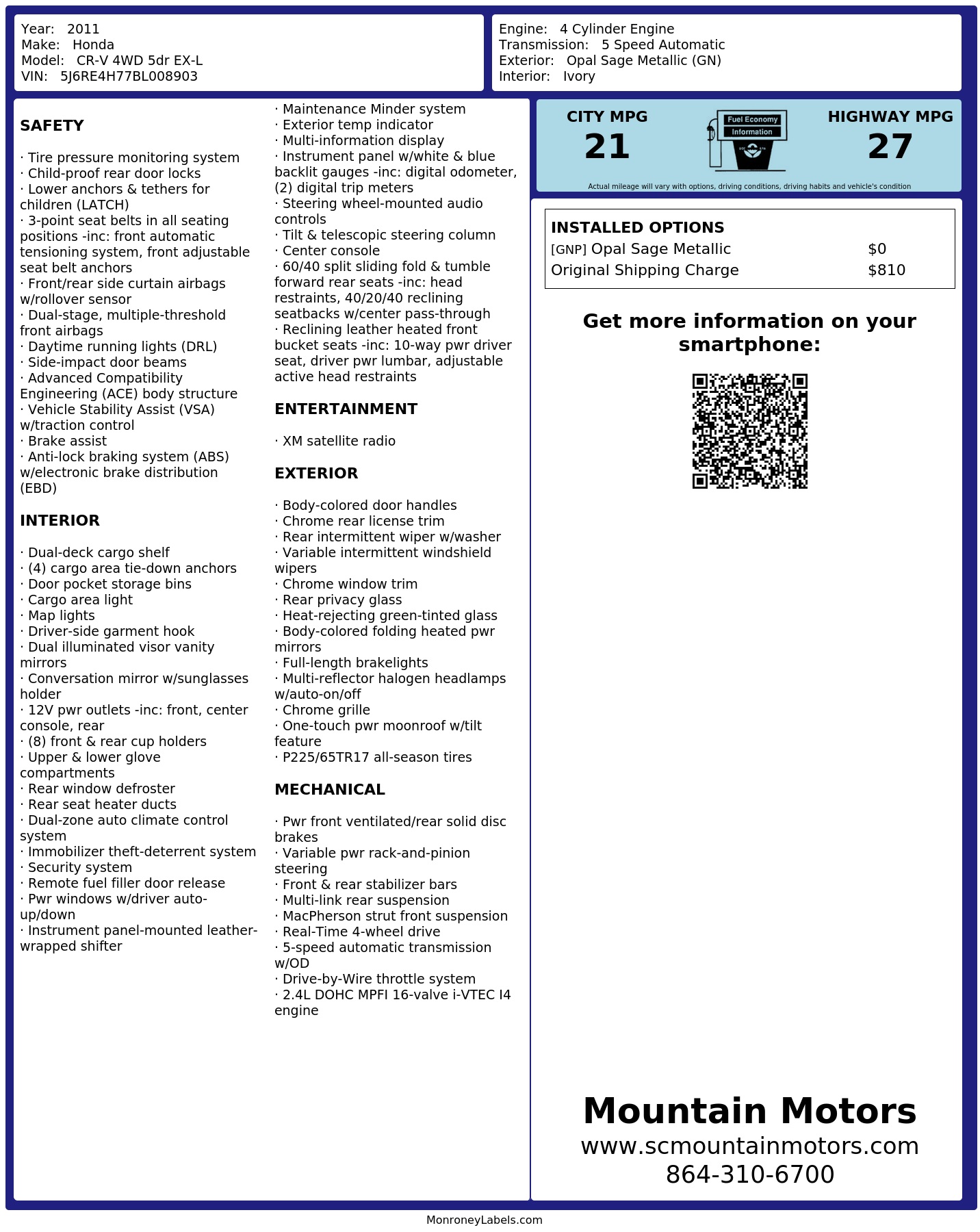 Monroney Label
