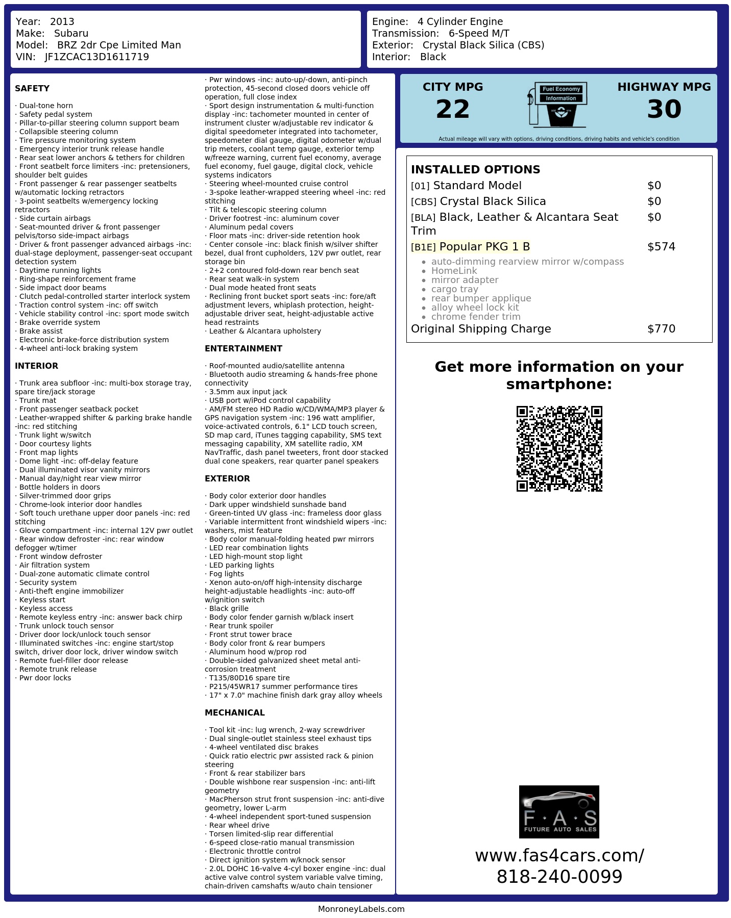 Monroney Label