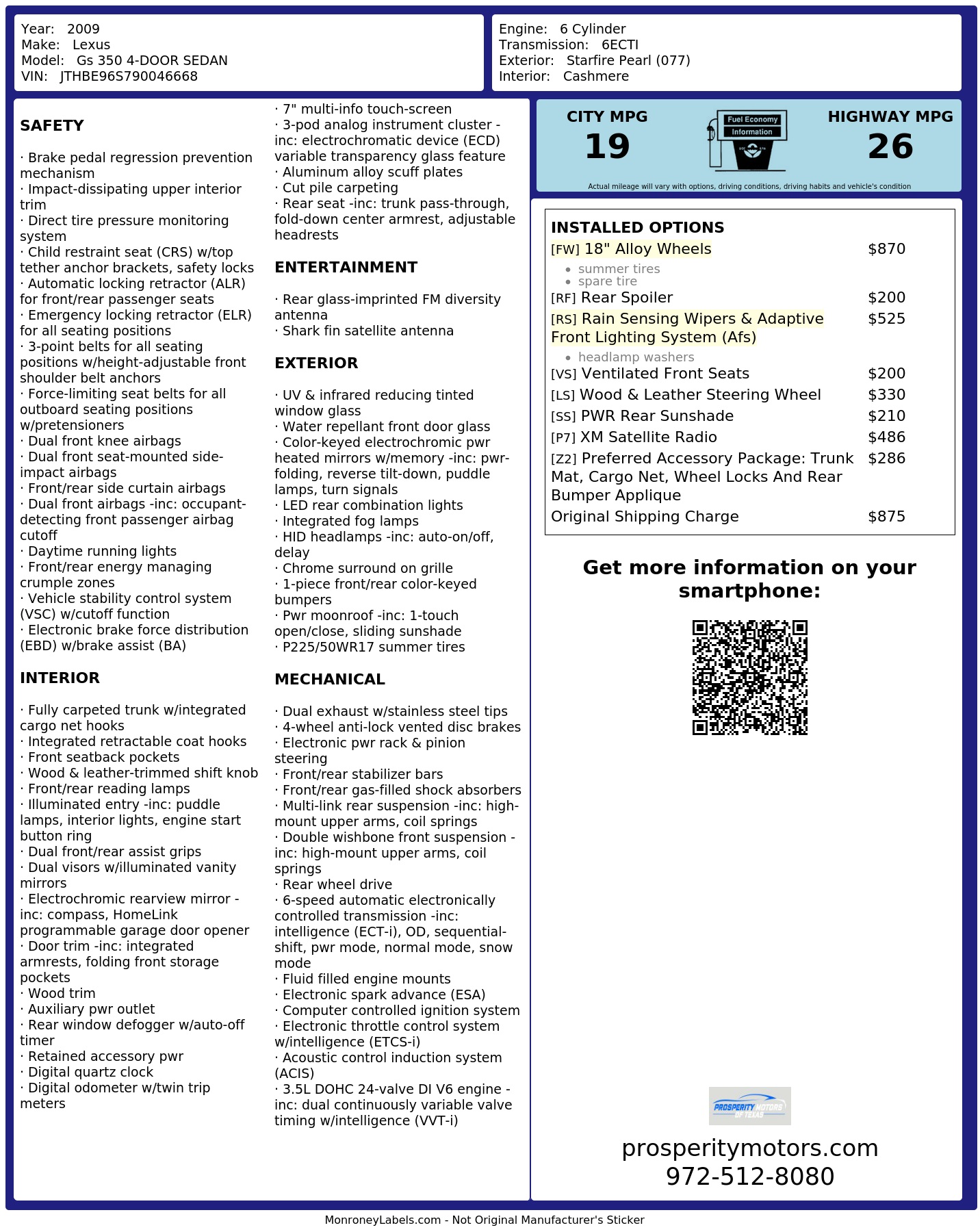 Monroney Label