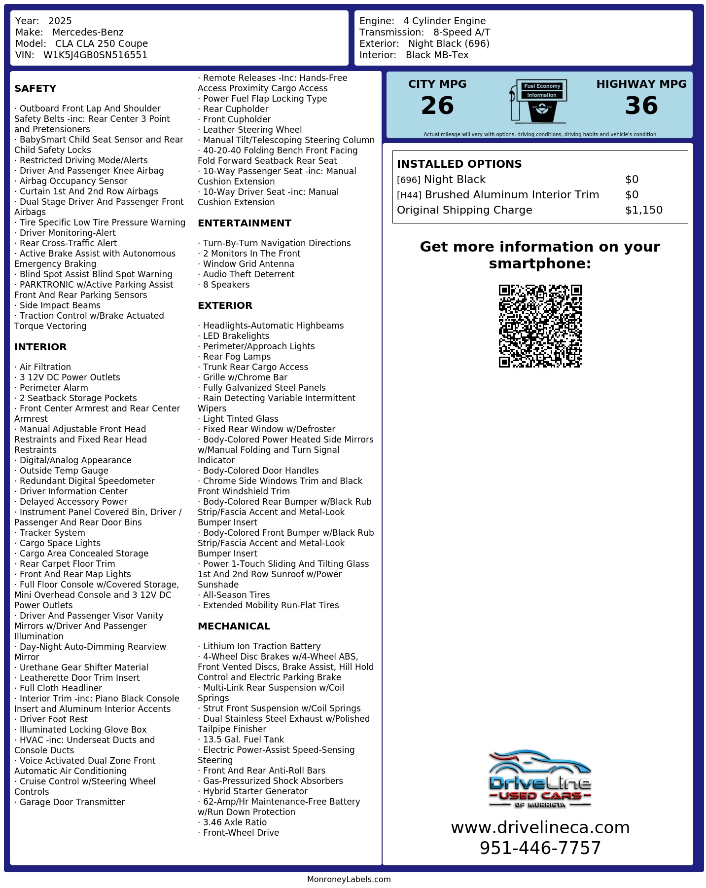 Monroney Label