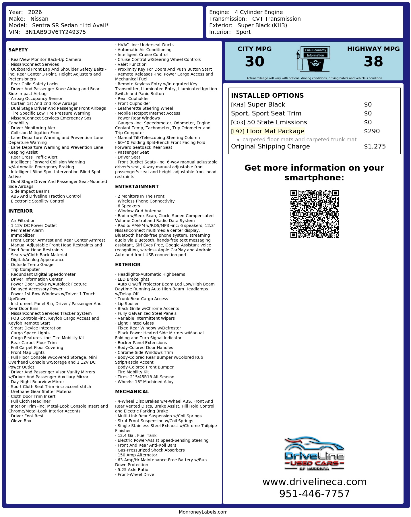 Monroney Label