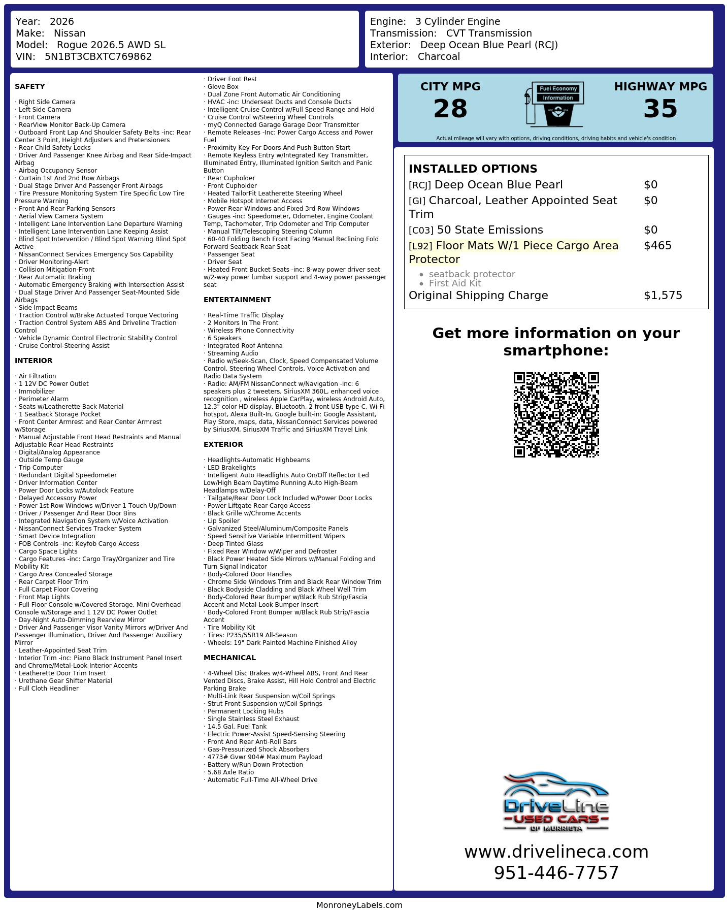 Monroney Label