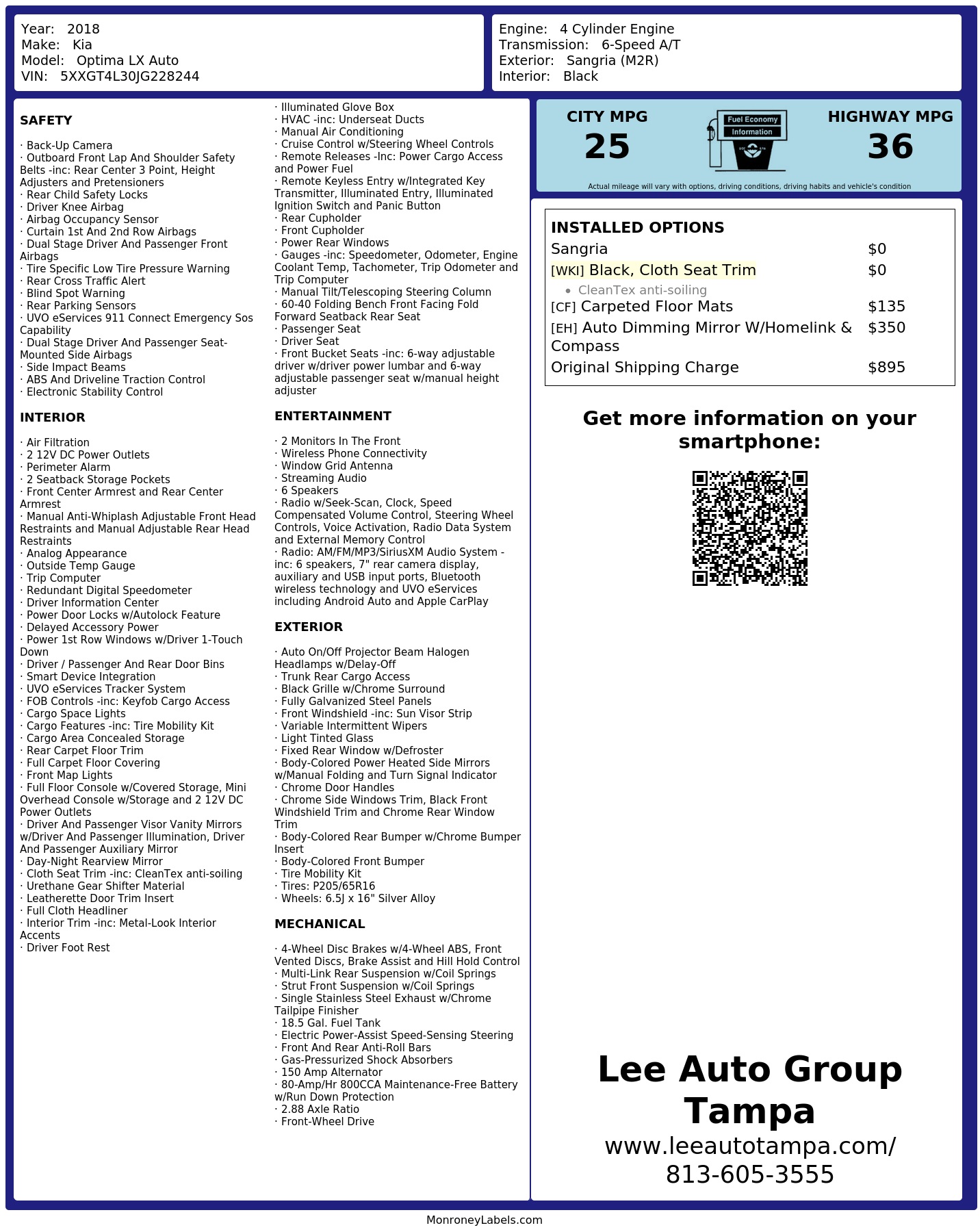 Monroney Label