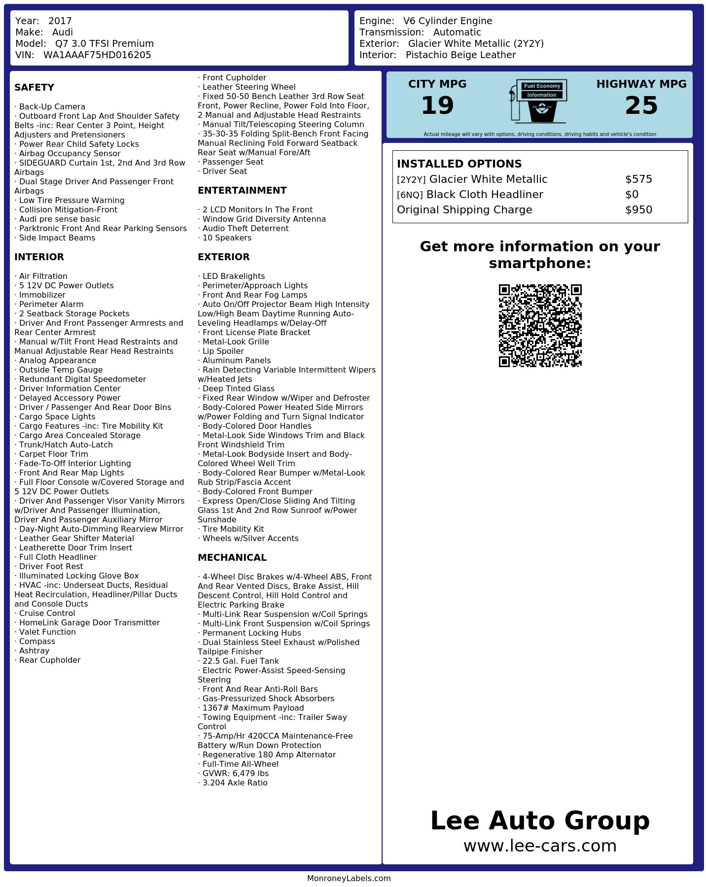 Monroney Label