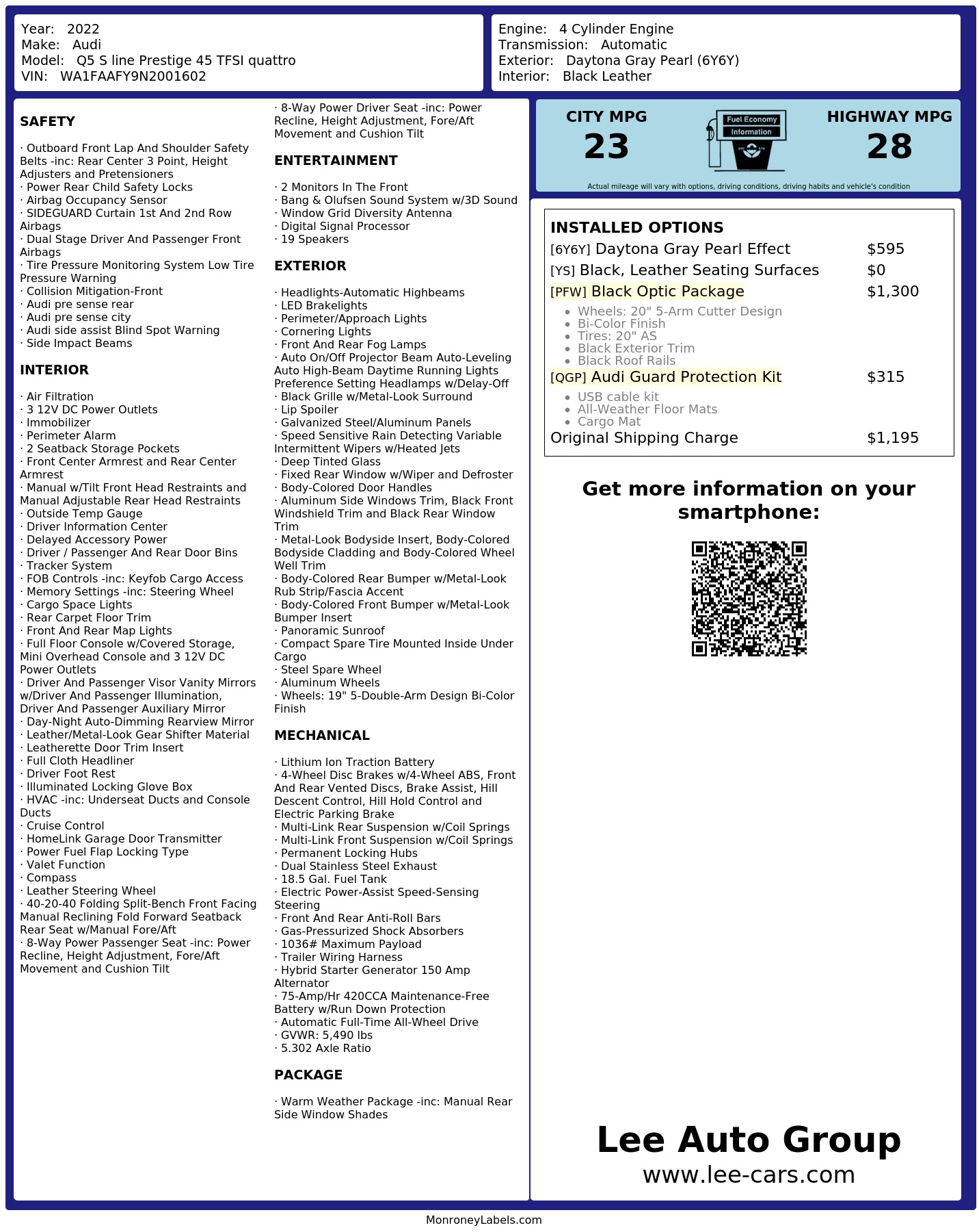 Monroney Label