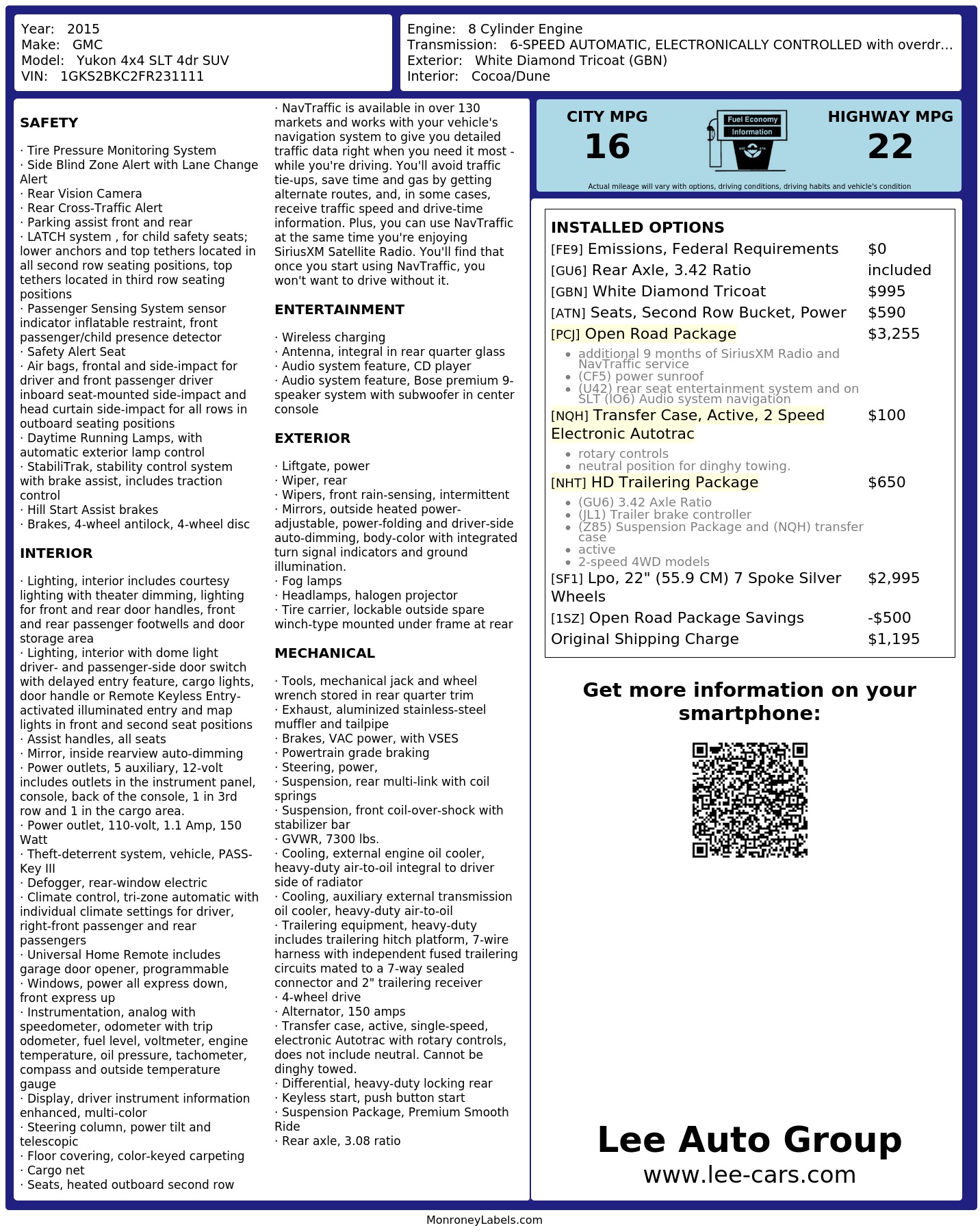 Monroney Label