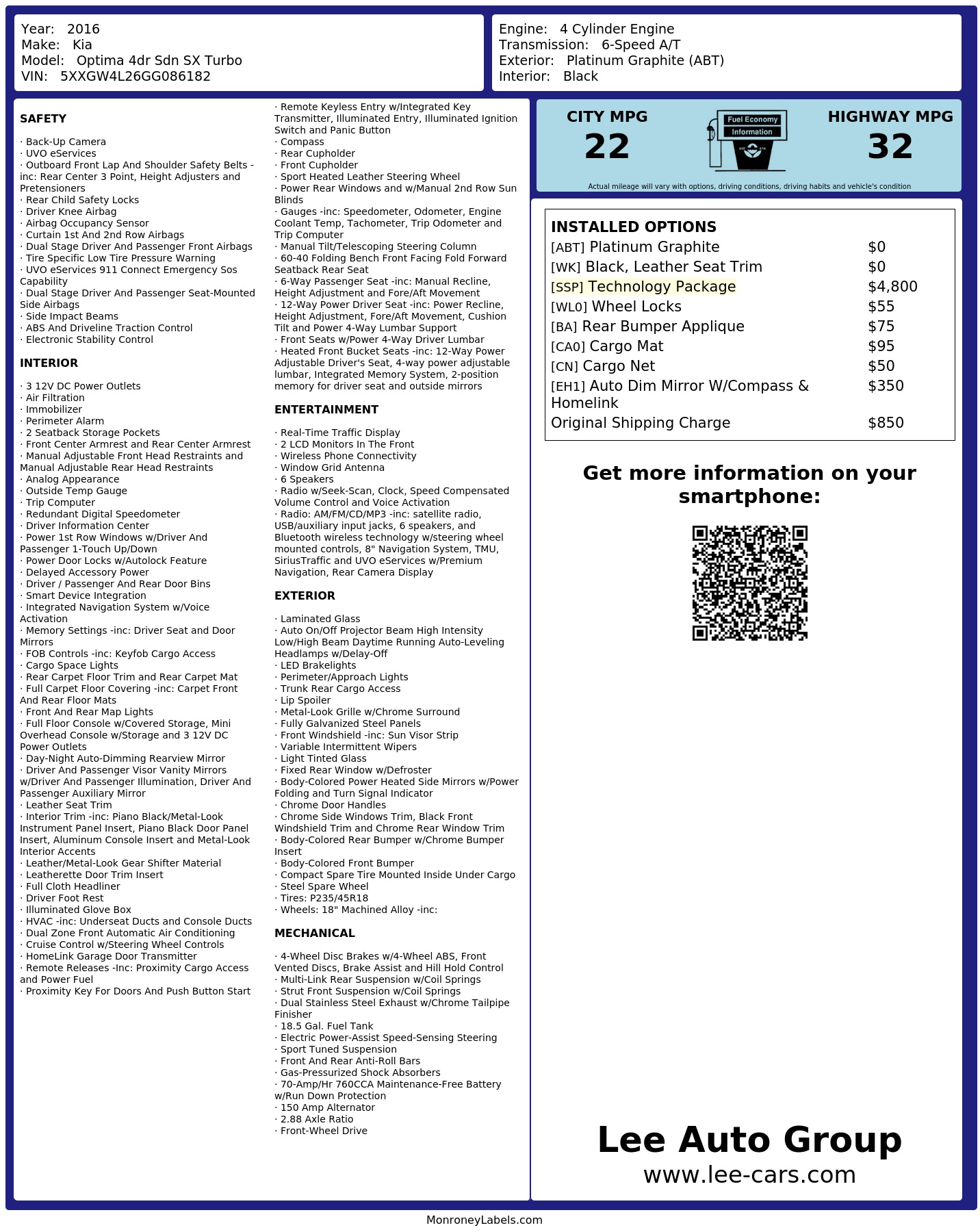 Monroney Label