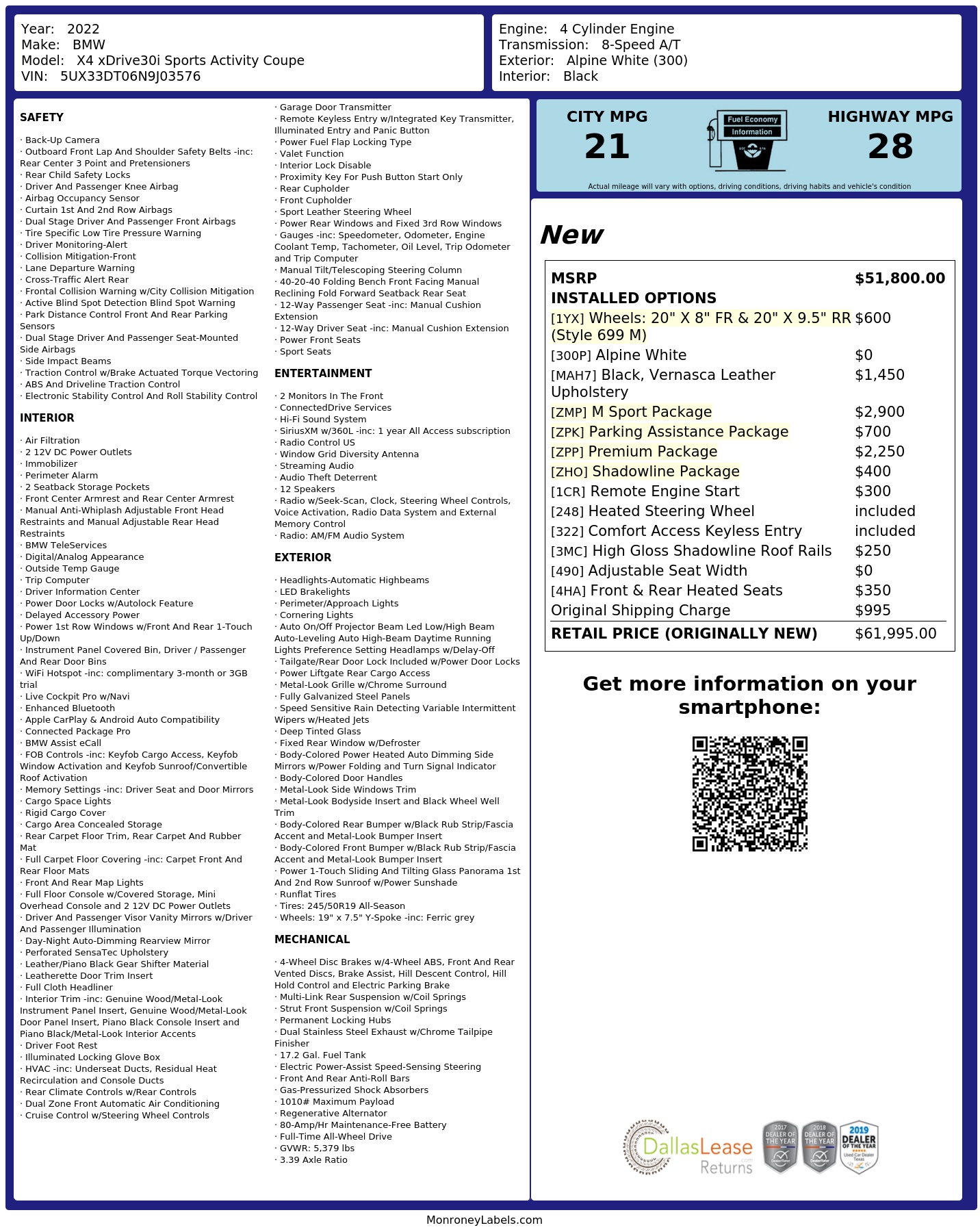 Monroney Label