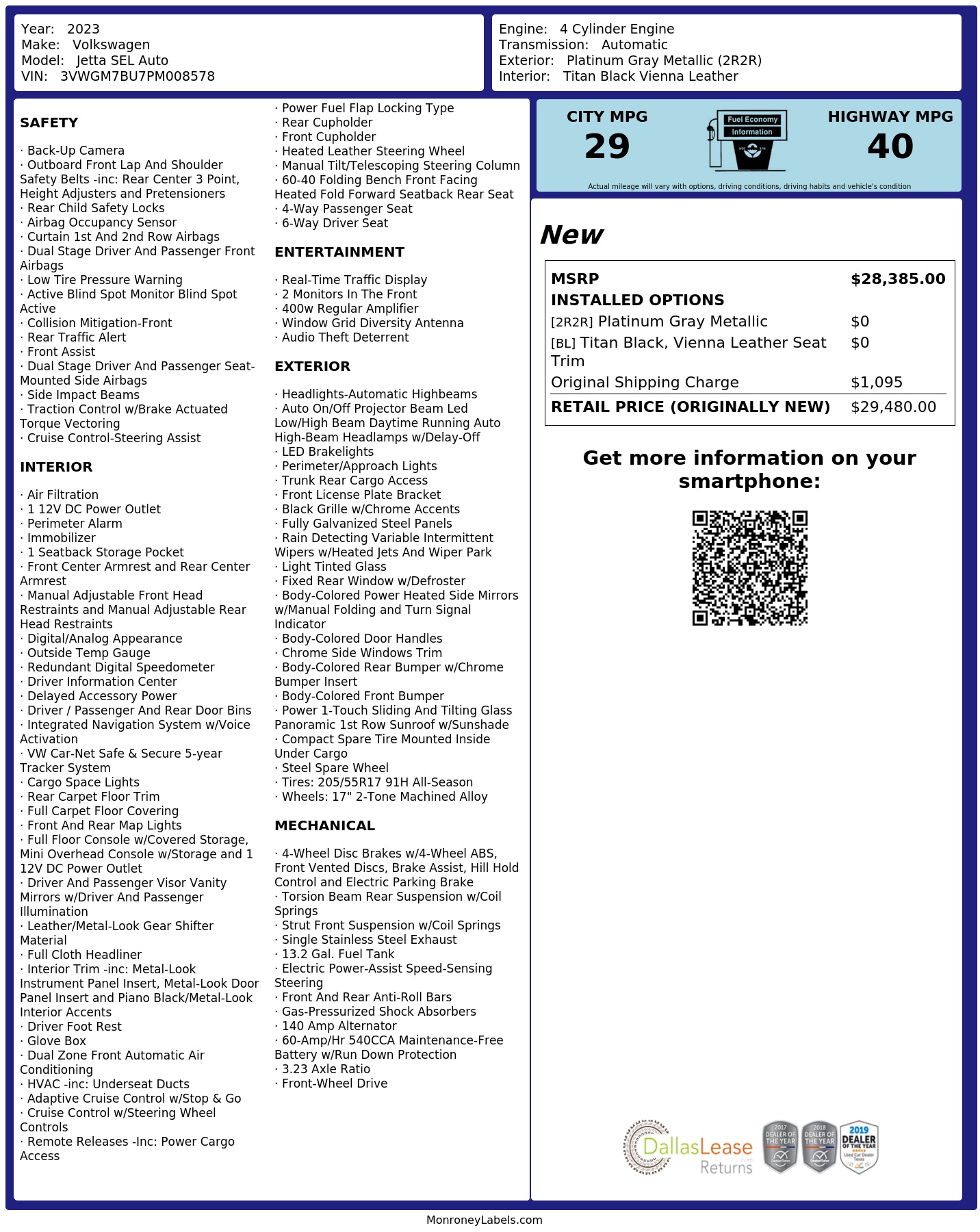 Monroney Label